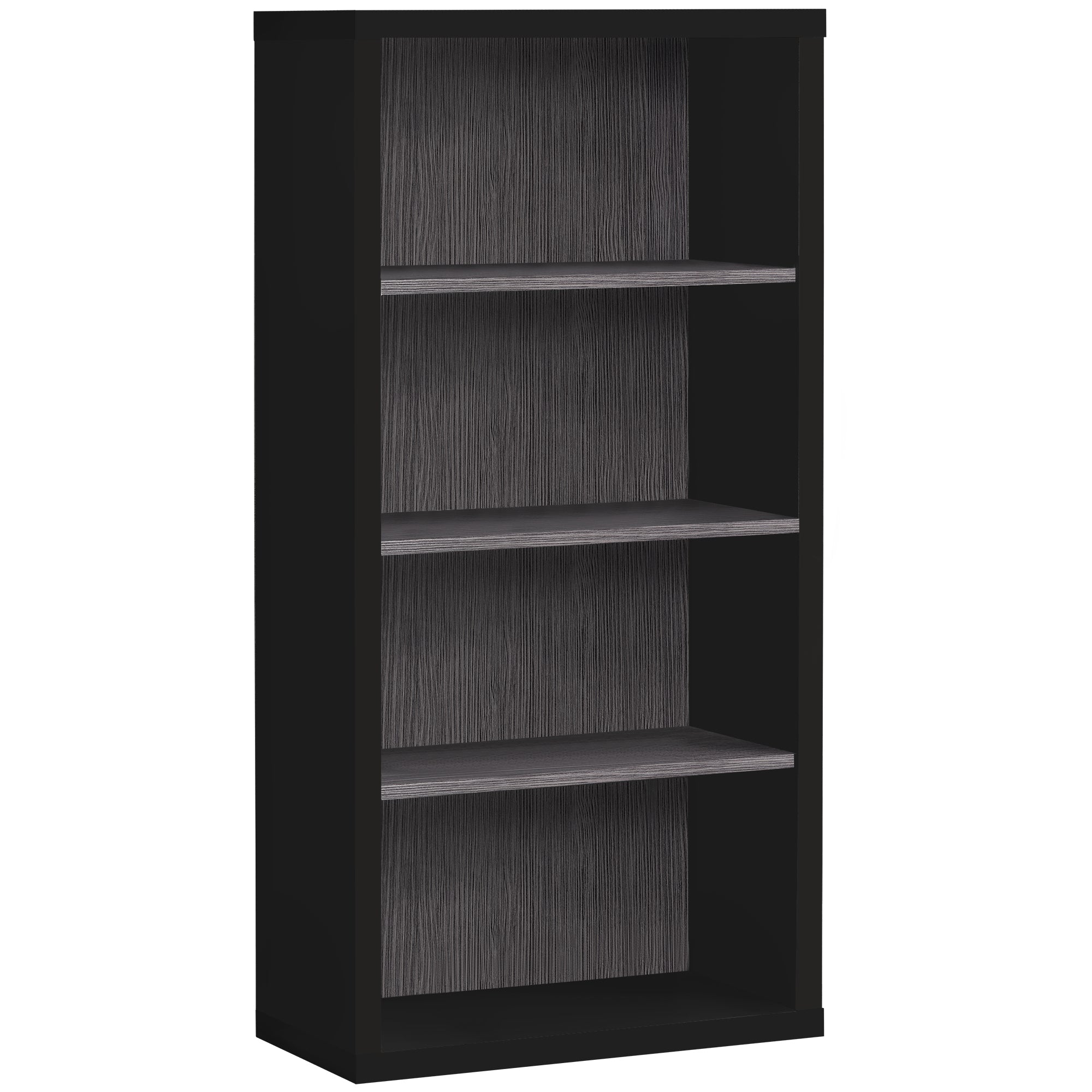 Bookcase - 48H / Black / Grey With Adjustable Shelves