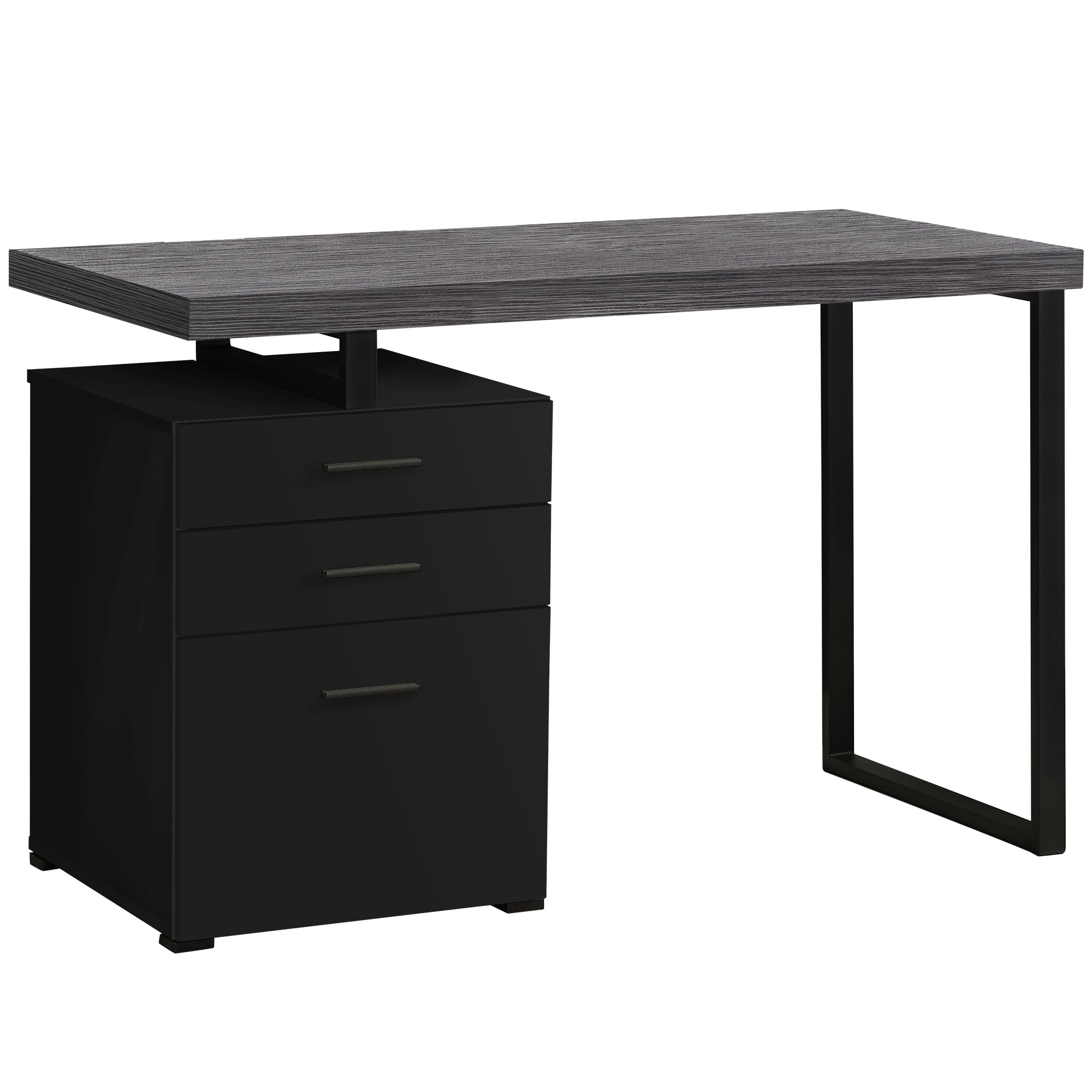 Computer Desk - 48L / Black / Grey Top Left/Right Facing
