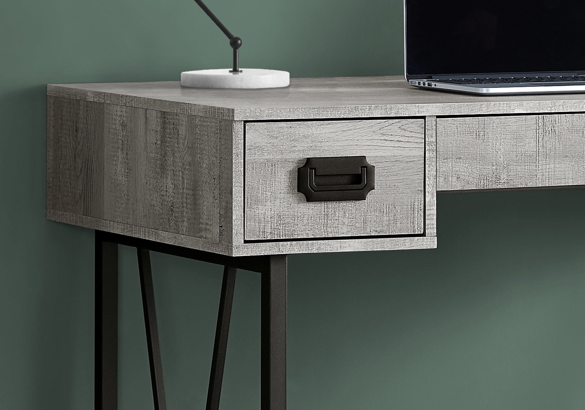 Computer Desk - 48L / Grey Reclaimed Wood / Black Metal