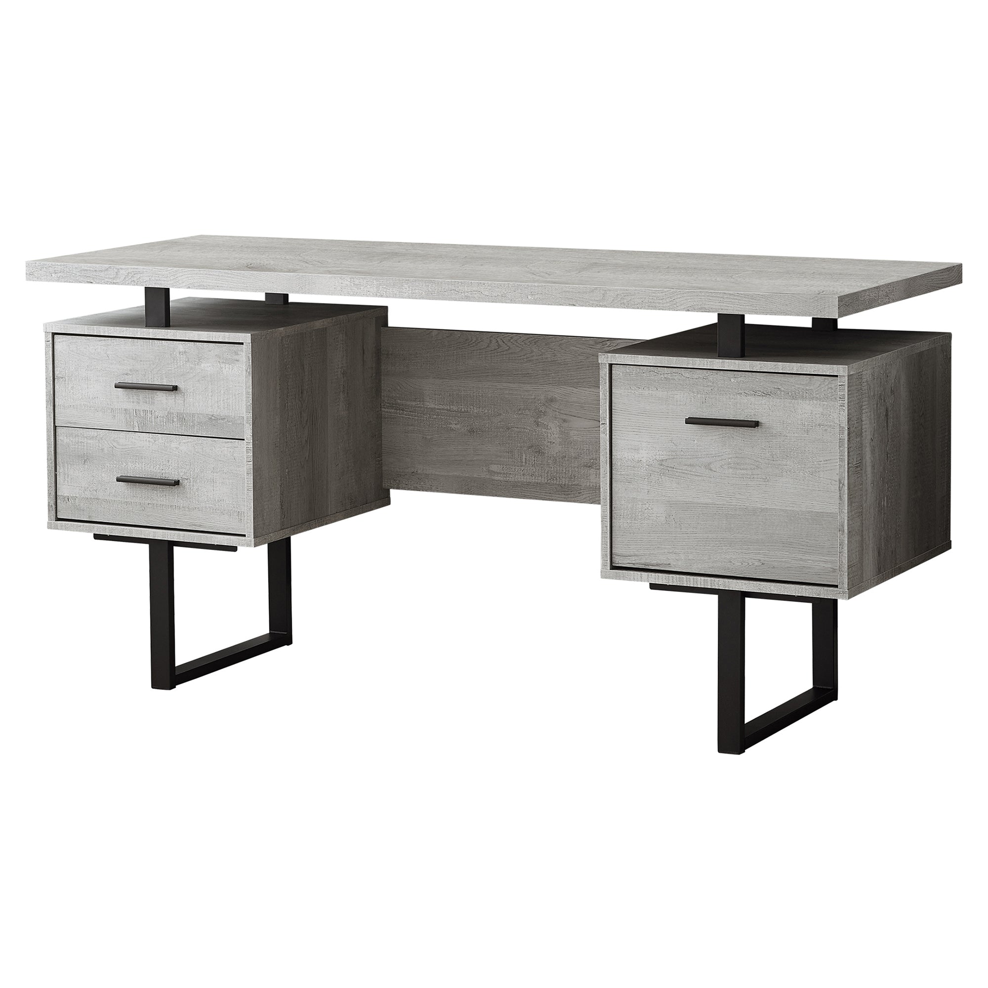 Computer Desk - 60L / Grey Reclaimed Wood / Black Metal