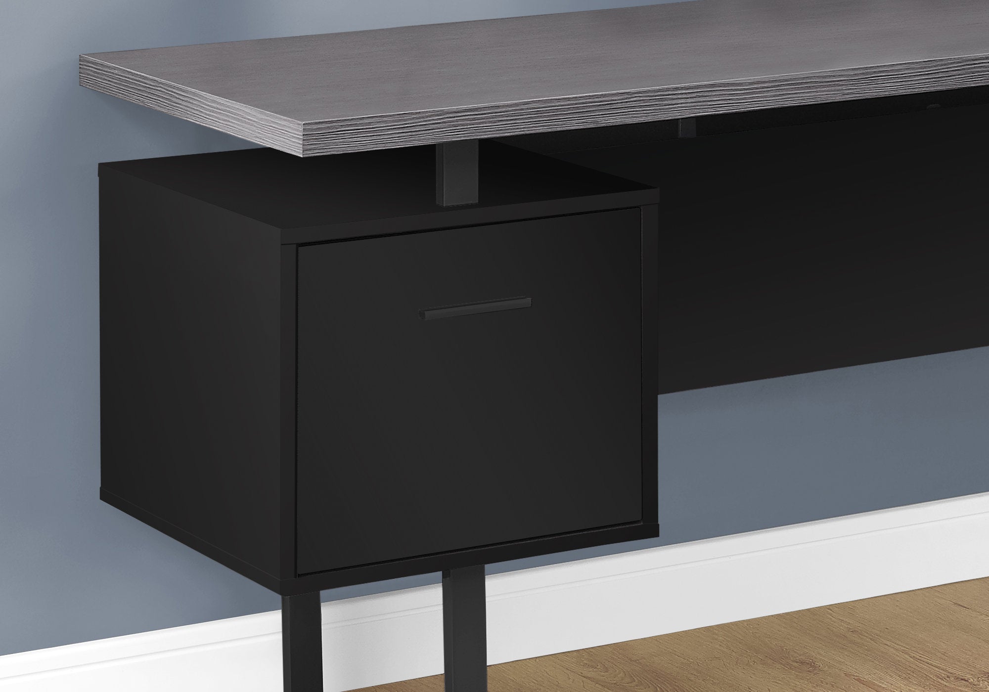 Computer Desk - 70L / Black / Grey Top Left/Right Facing