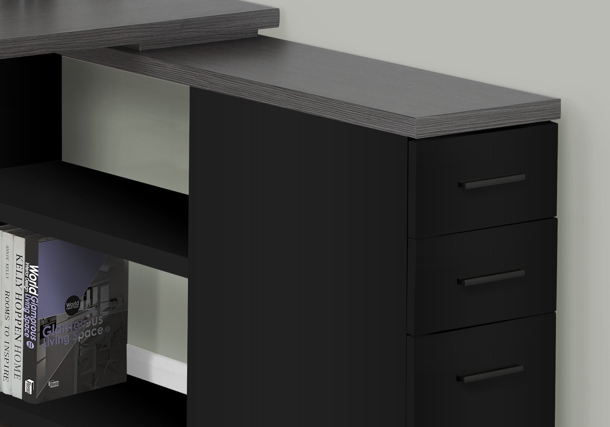 Computer Desk - Black / Grey Top Left/Right Facing Corner