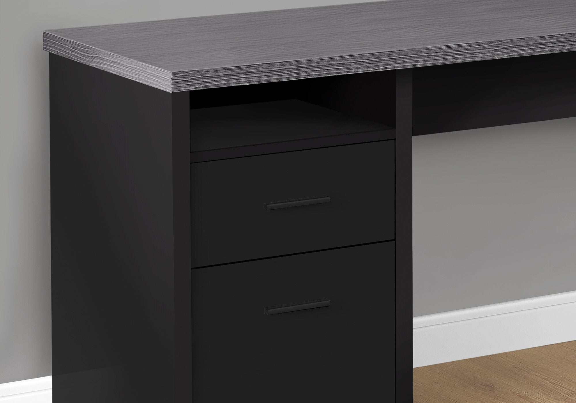 Computer Desk - 80L / Black / Grey Top Left/Right Facing