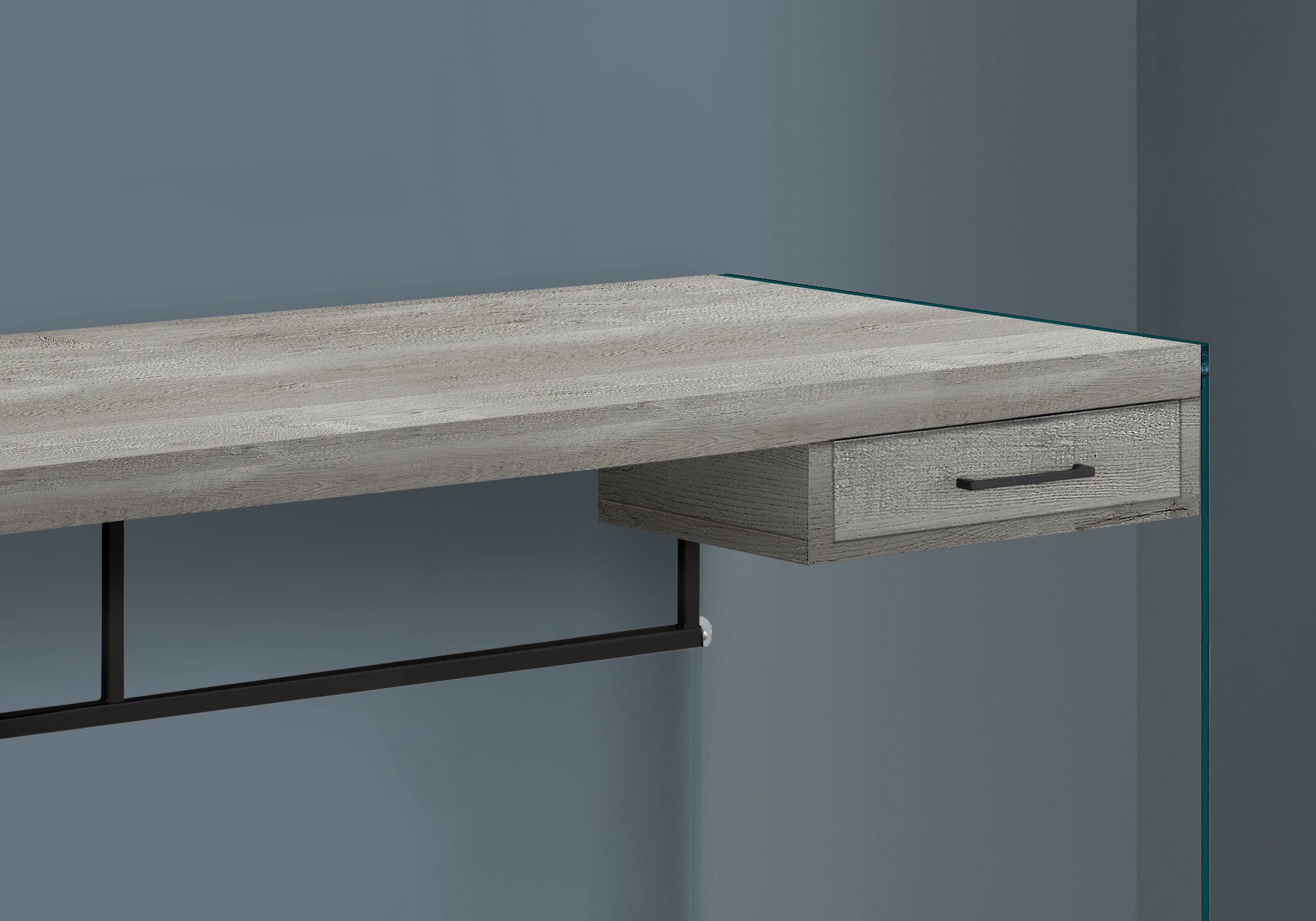 Computer Desk - 48L / Grey Reclaimed Wood / Glass Panels