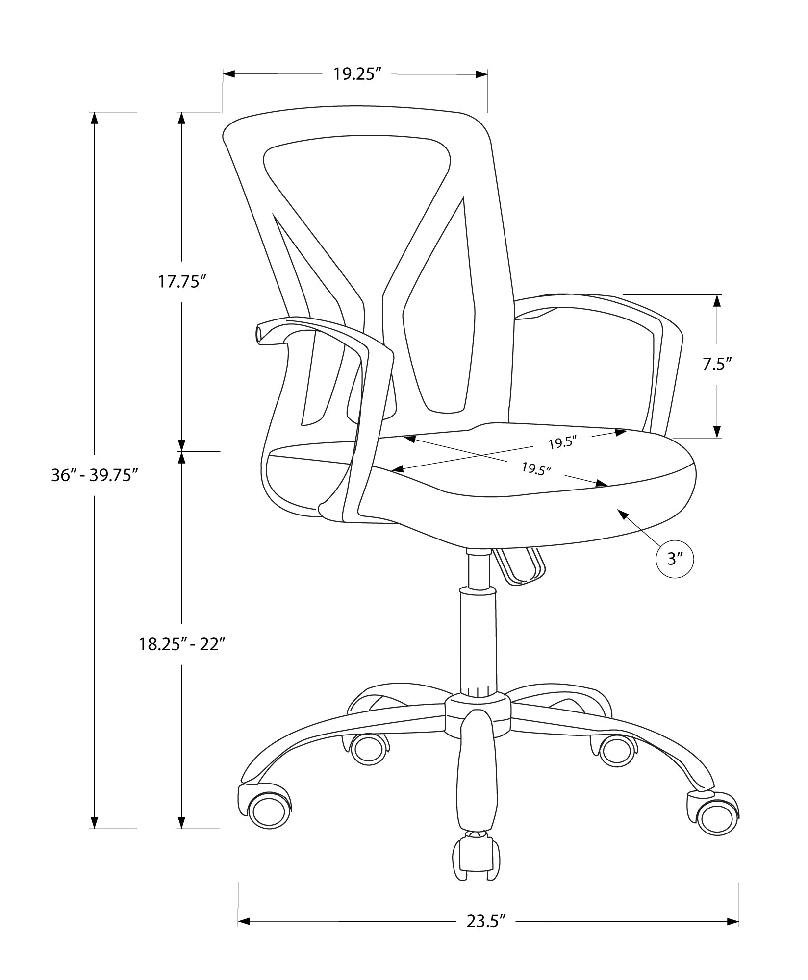 Office Chair - Black / Chrome Base On Castors