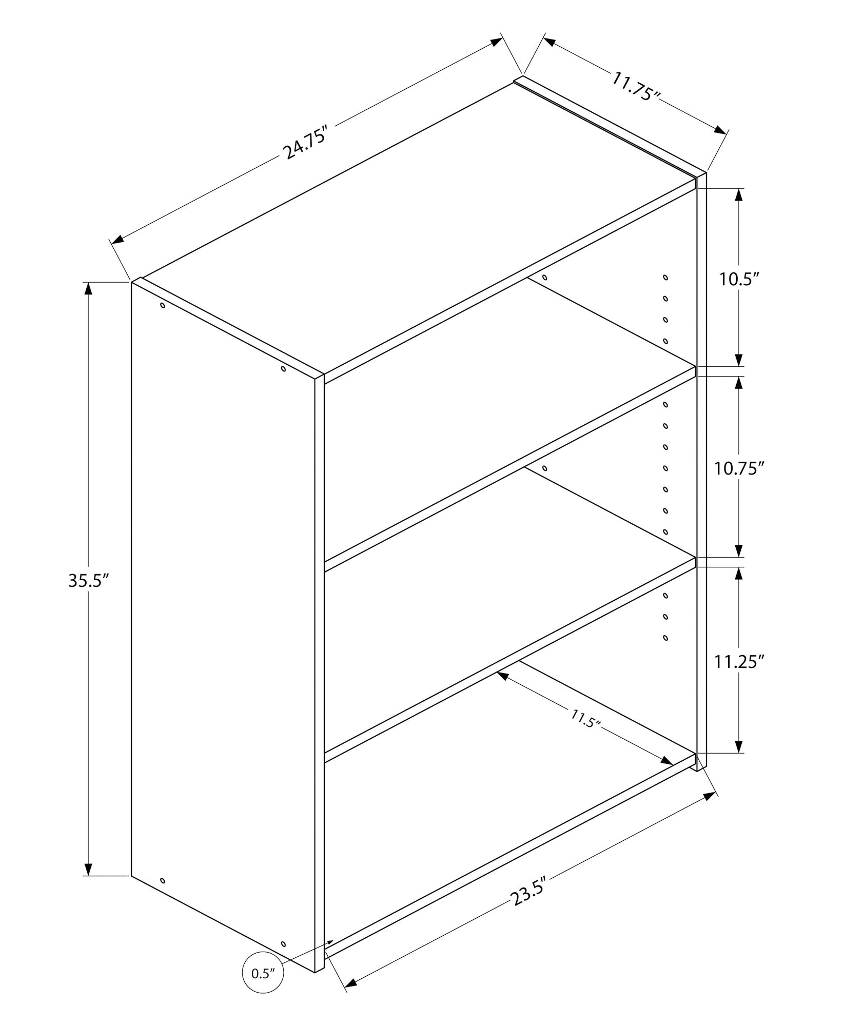 Bookcase - 36H / Cherry With 3 Shelves