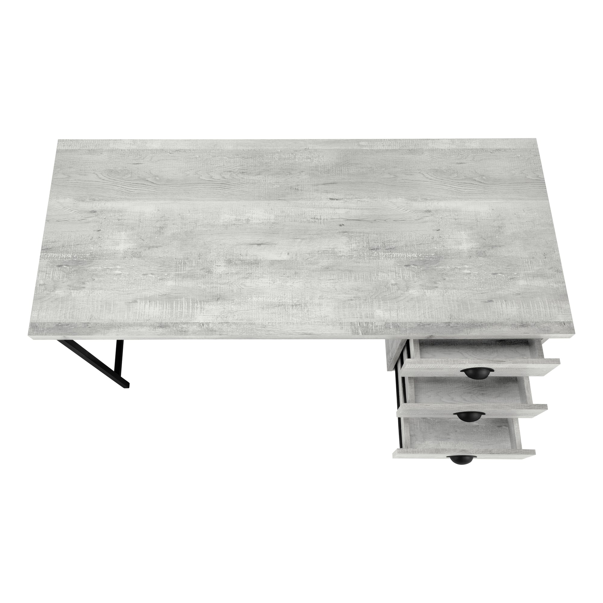 Computer Desk - 55L / Grey Reclaimed Wood / Black Metal