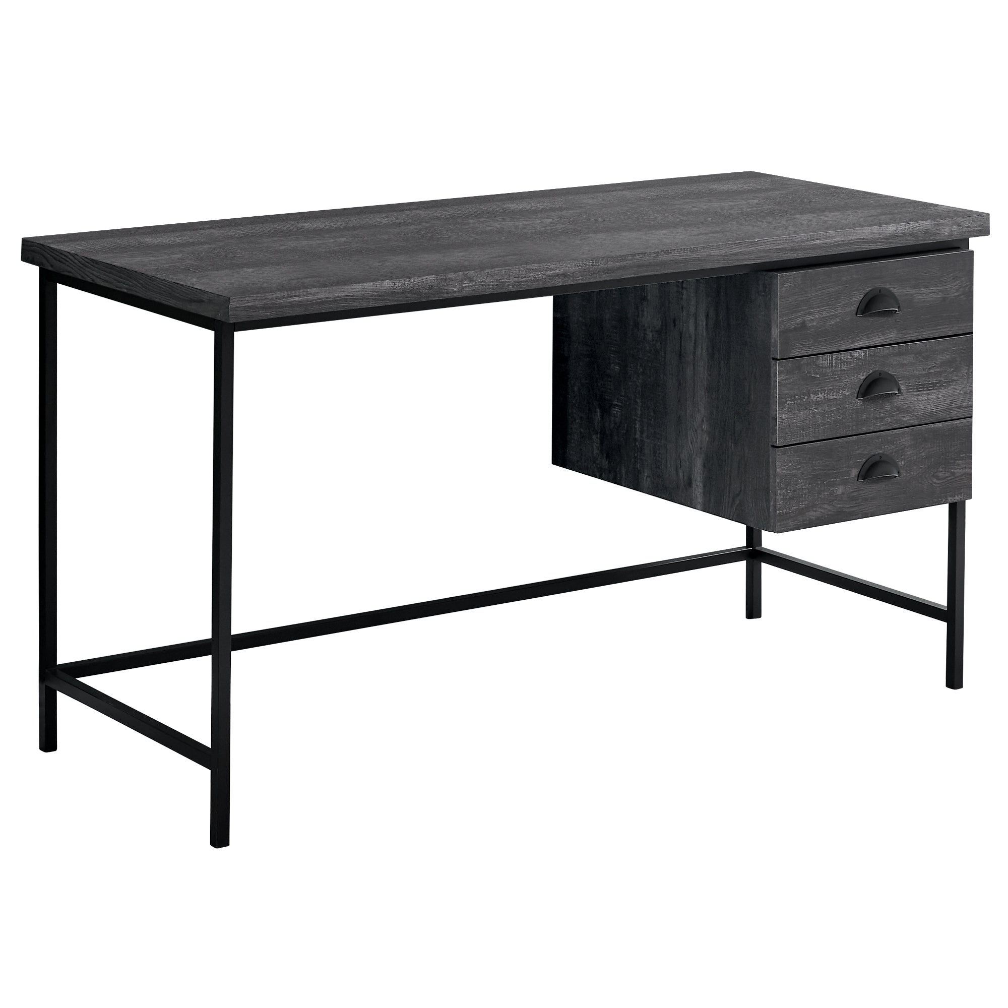 Computer Desk - 55L / Black Reclaimed Wood / Black Metal