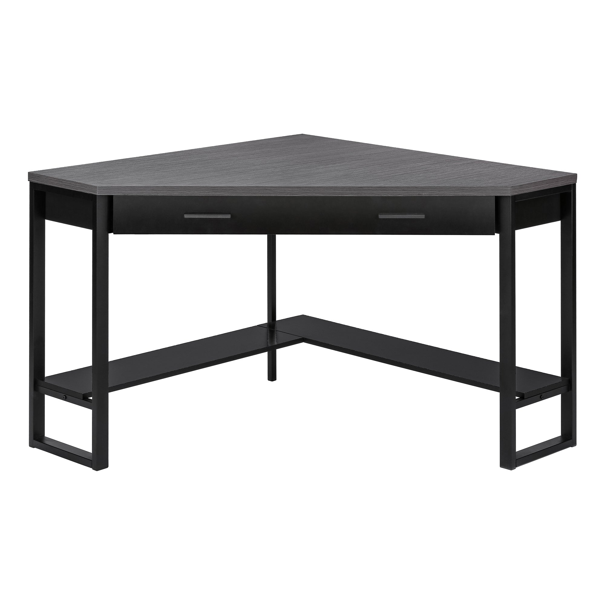 Computer Desk - 42L / Black / Grey Top Corner / Black