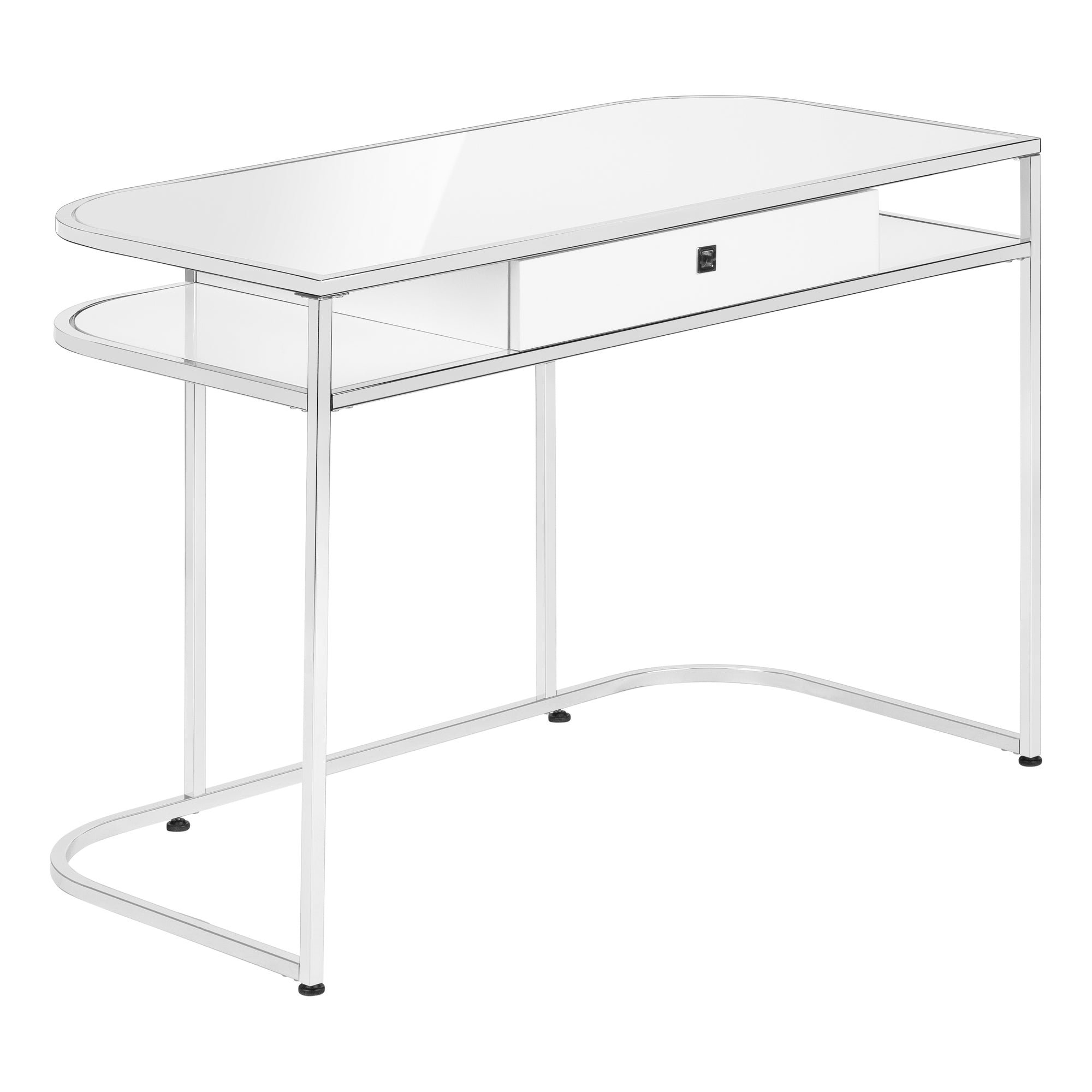 Computer Desk - 48L / Glossy White / Chrome Metal