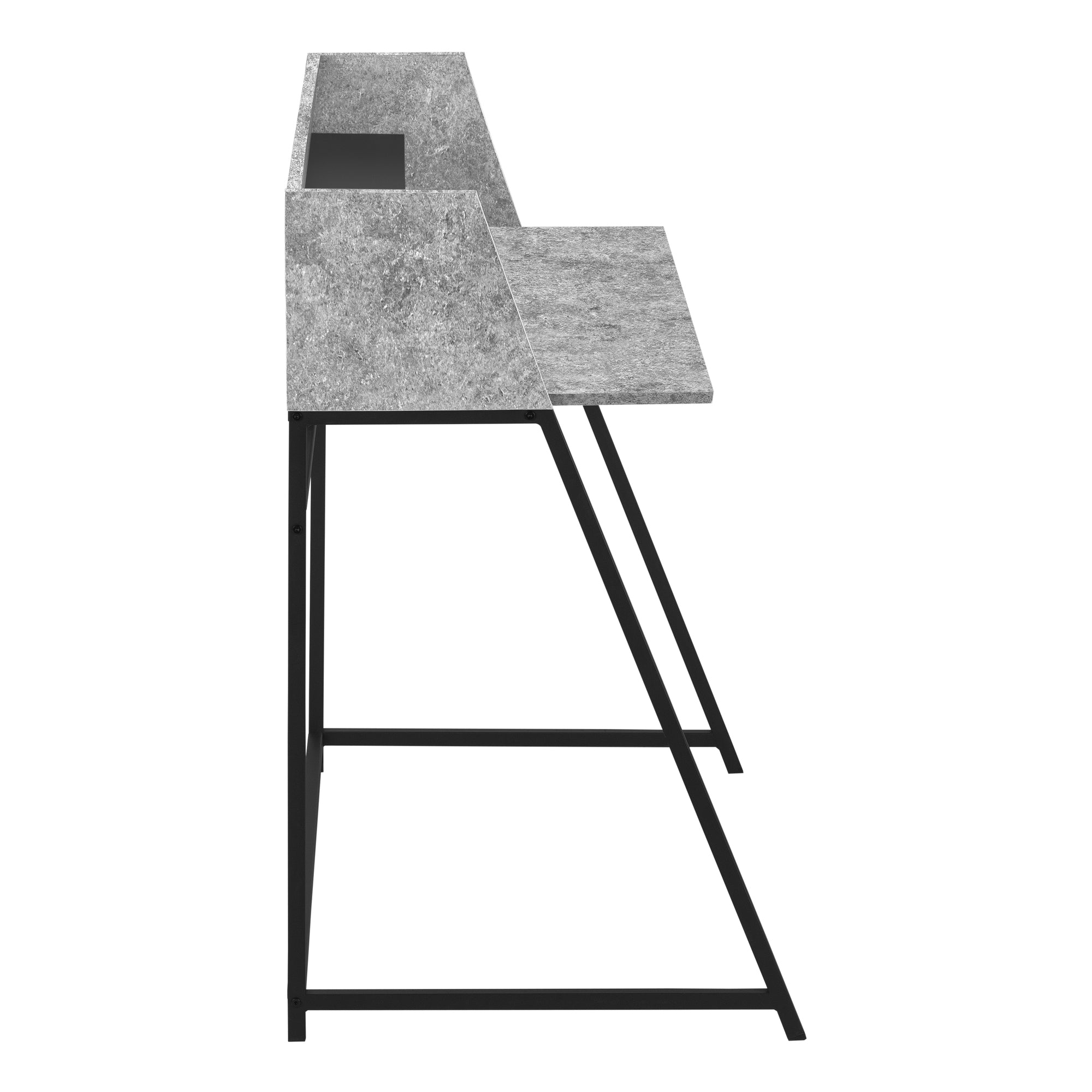 Computer Desk - 48L / Grey Stone-Look / Black Metal