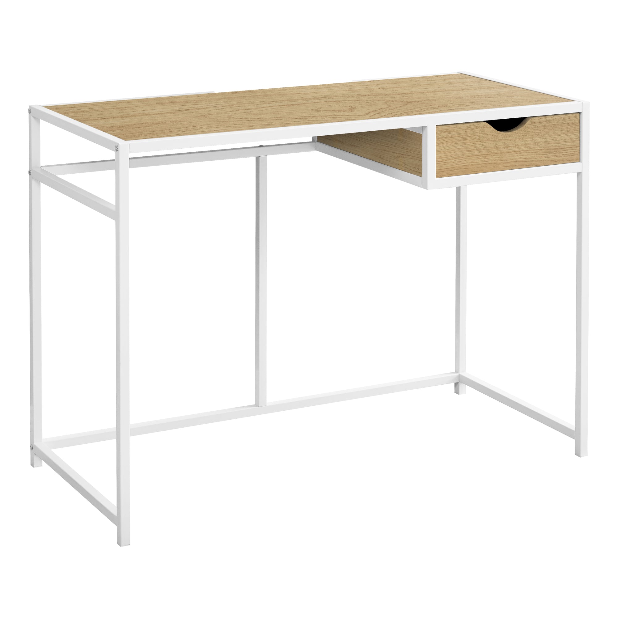 Computer Desk - 42L / Natural / White Metal