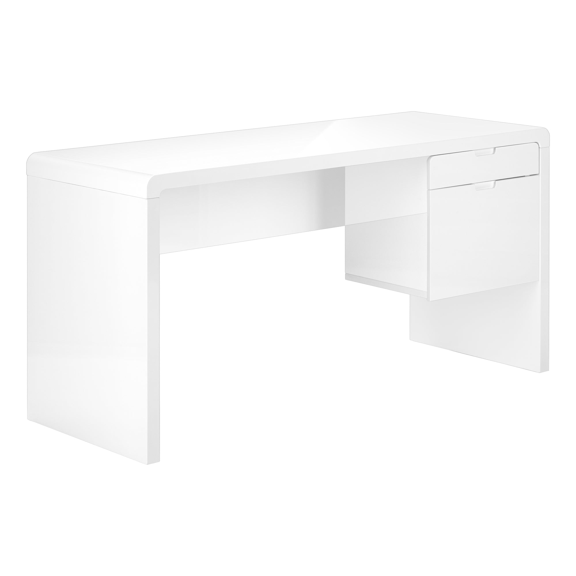 Computer Desk - 60L / High Glossy White L/R Face Drawer