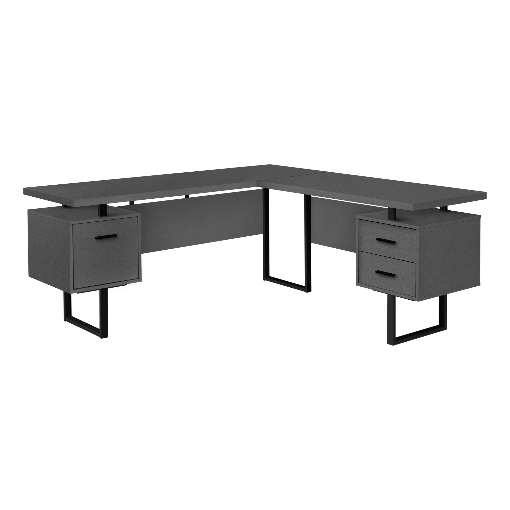 Computer Desk - 70L / Modern Grey / Black Metal / L/R