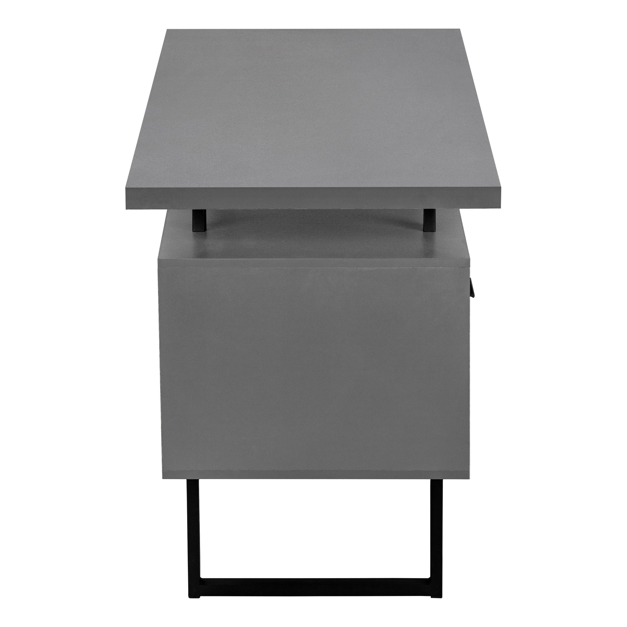Computer Desk - 60L / Modern Grey / Black Metal
