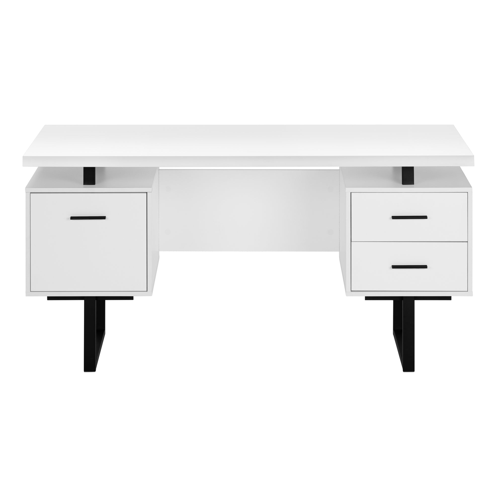 Computer Desk - 60L / White / Black Metal