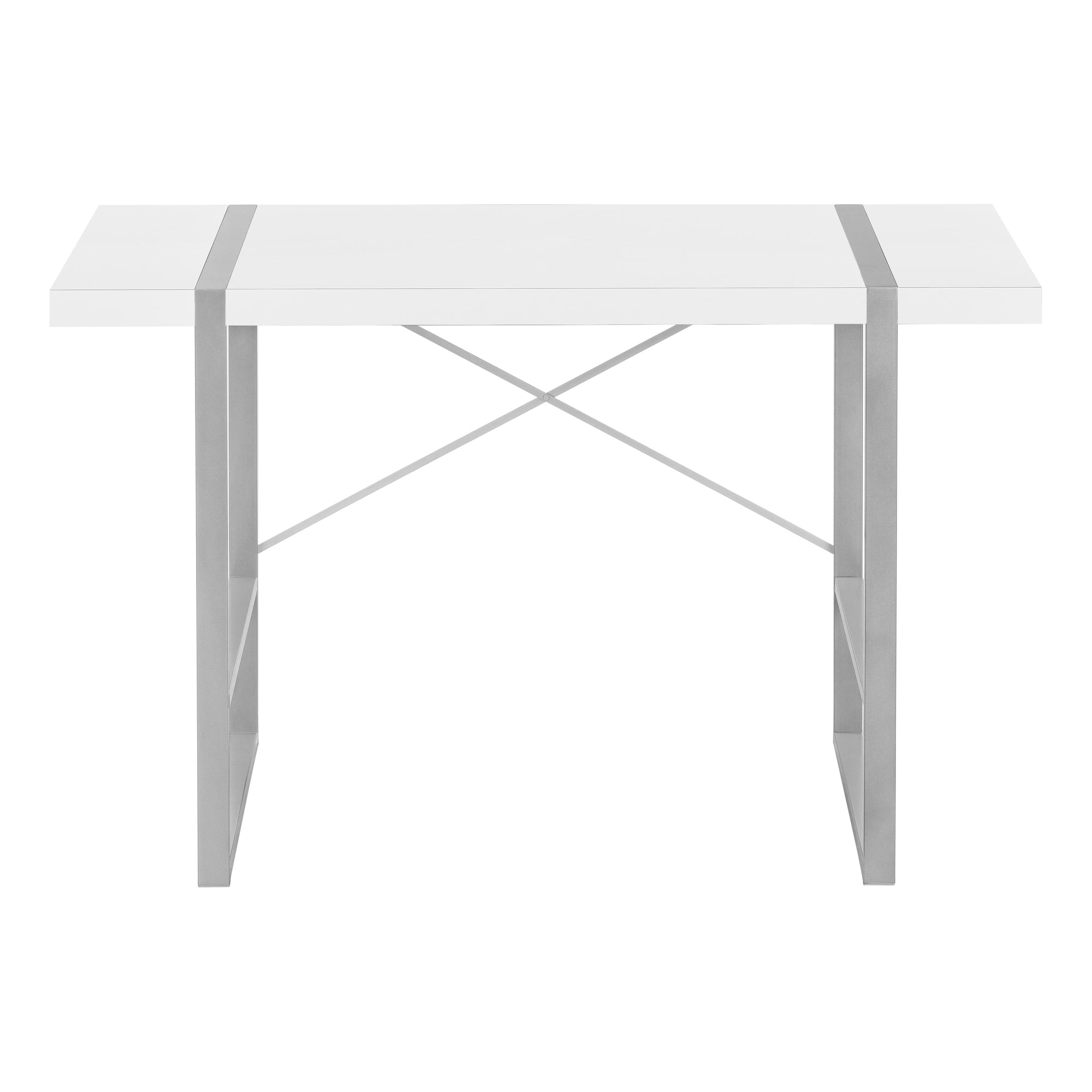 Computer Desk - 48L / White / Silver Metal
