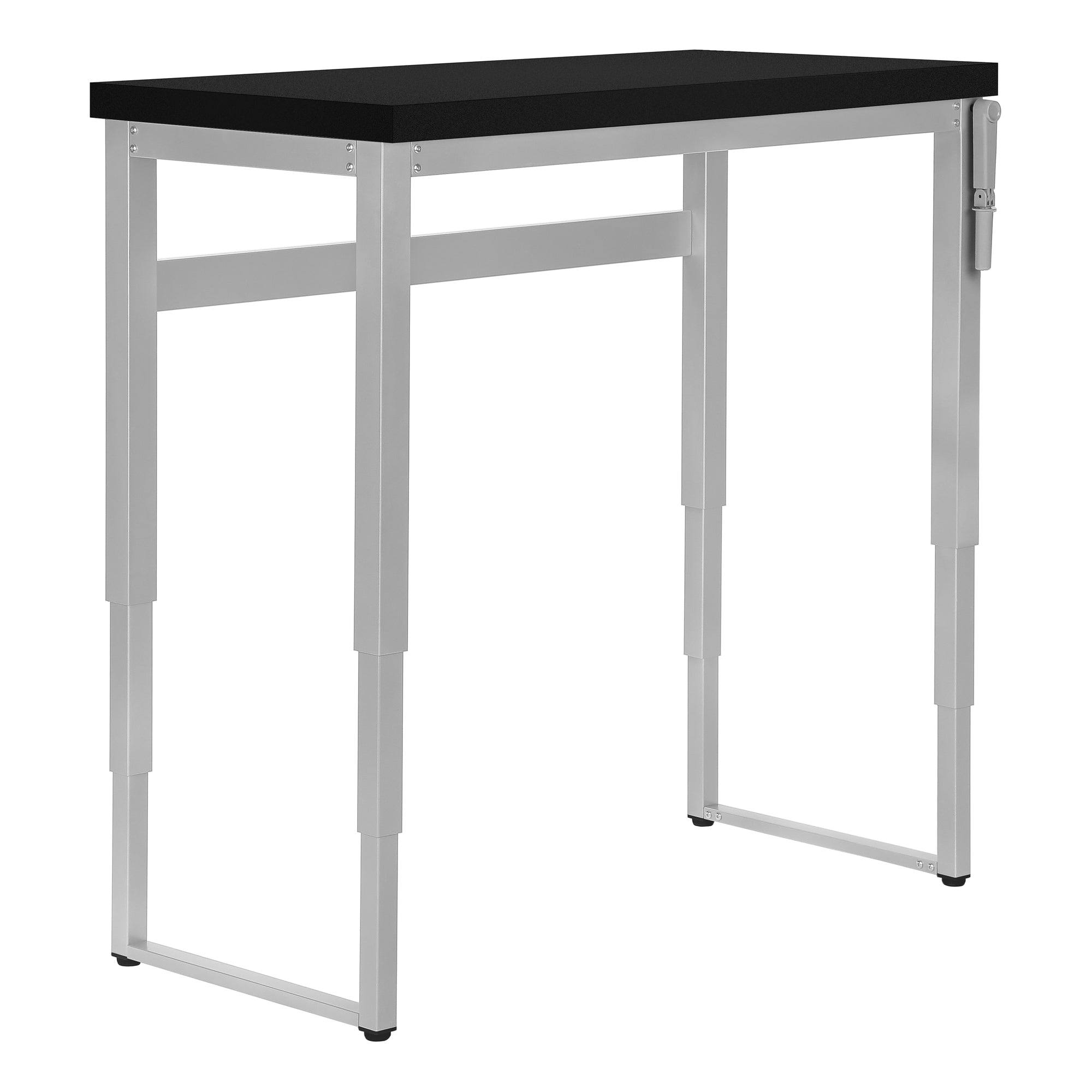 Computer Desk - 48L / Black / Adj.Height/ Silver Metal