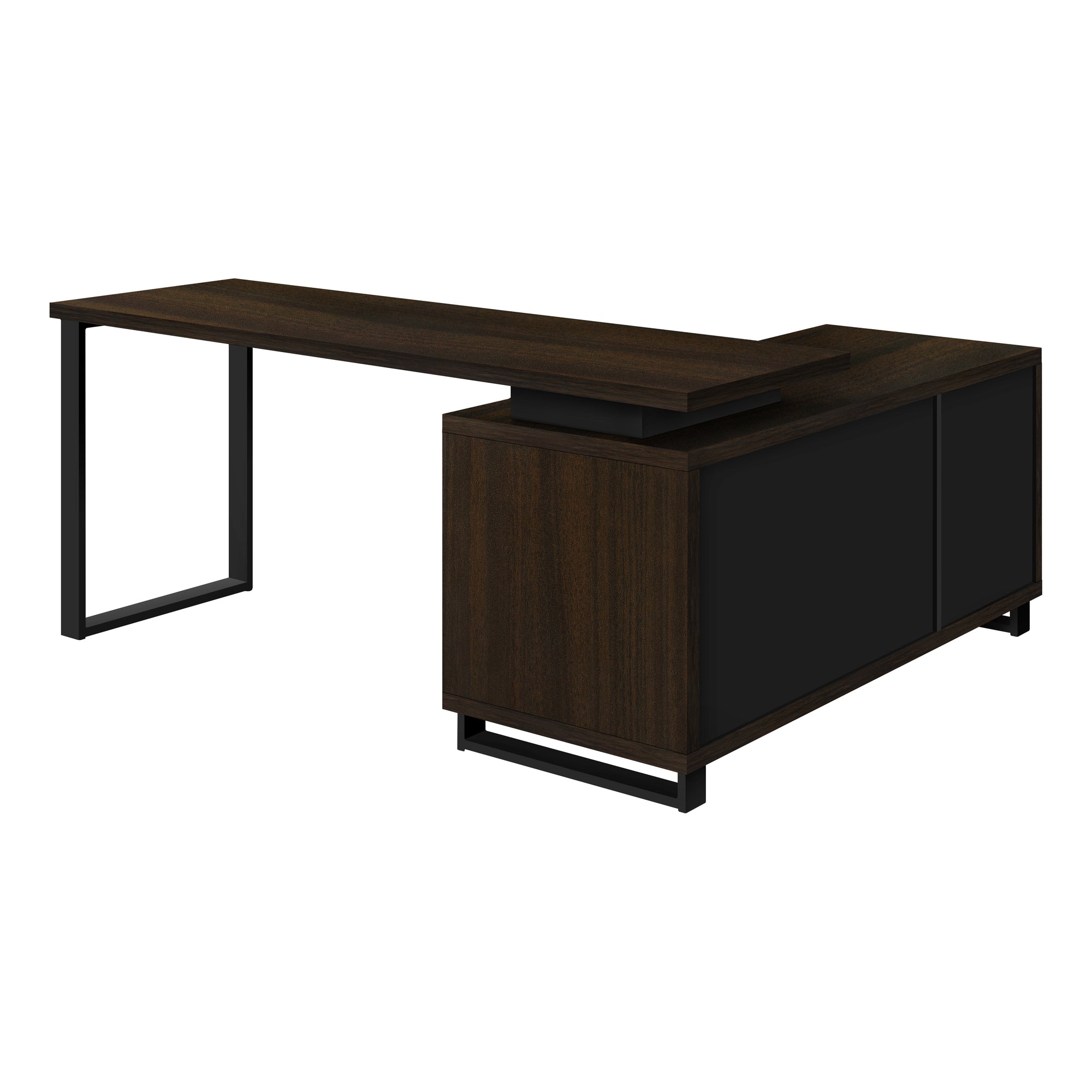 Computer Desk - 72L Espresso / Black Executive Corner