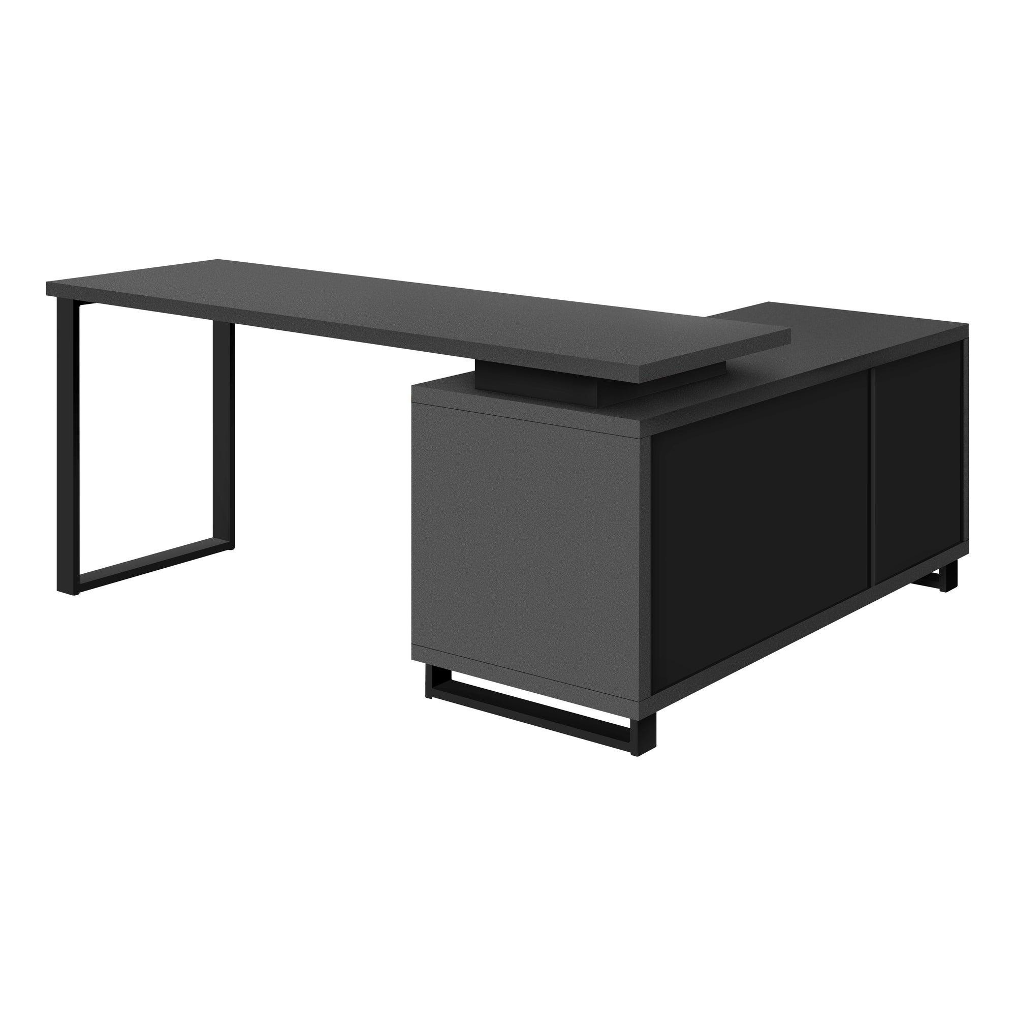 Computer Desk - 72L Modern Grey / Black Executive Corner