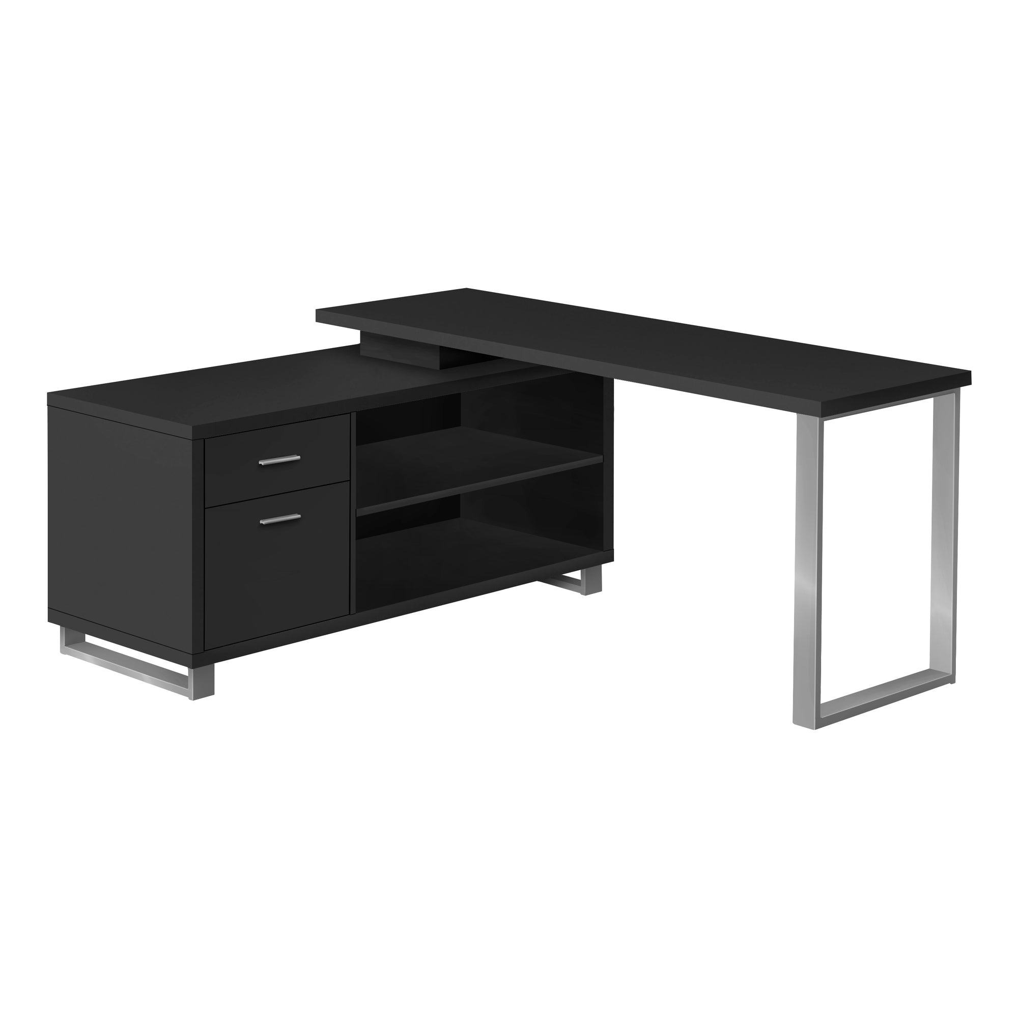 Computer Desk - 72L Black / Silver Executive Corner