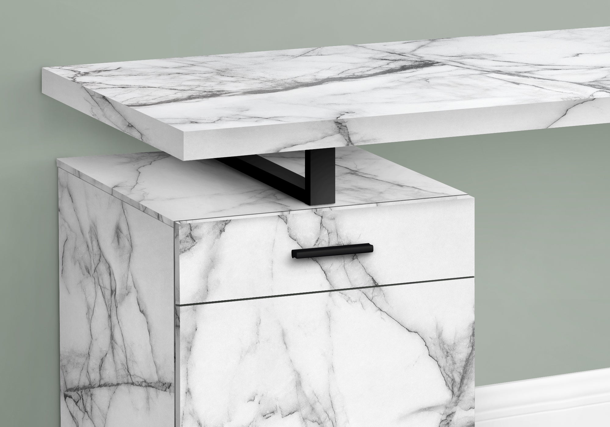 Computer Desk - 48L / White Marble Left Or Right Facing