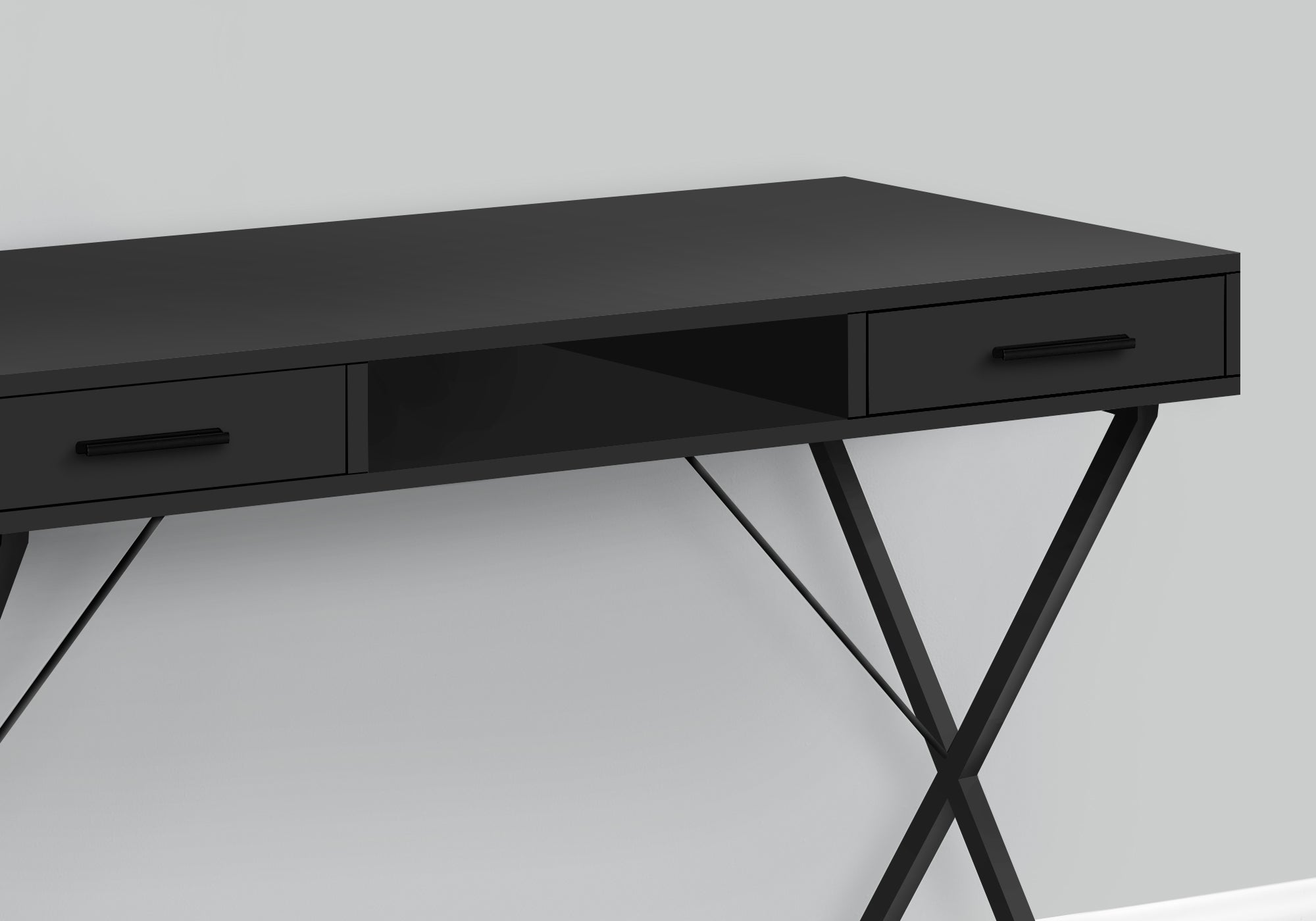 Computer Desk - 42L / Black / Black Metal