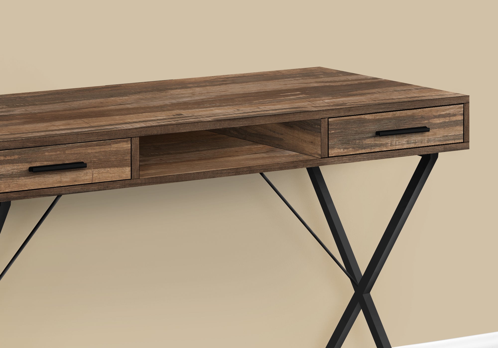 Computer Desk - 42L / Brown Reclaimed Wood / Black Metal