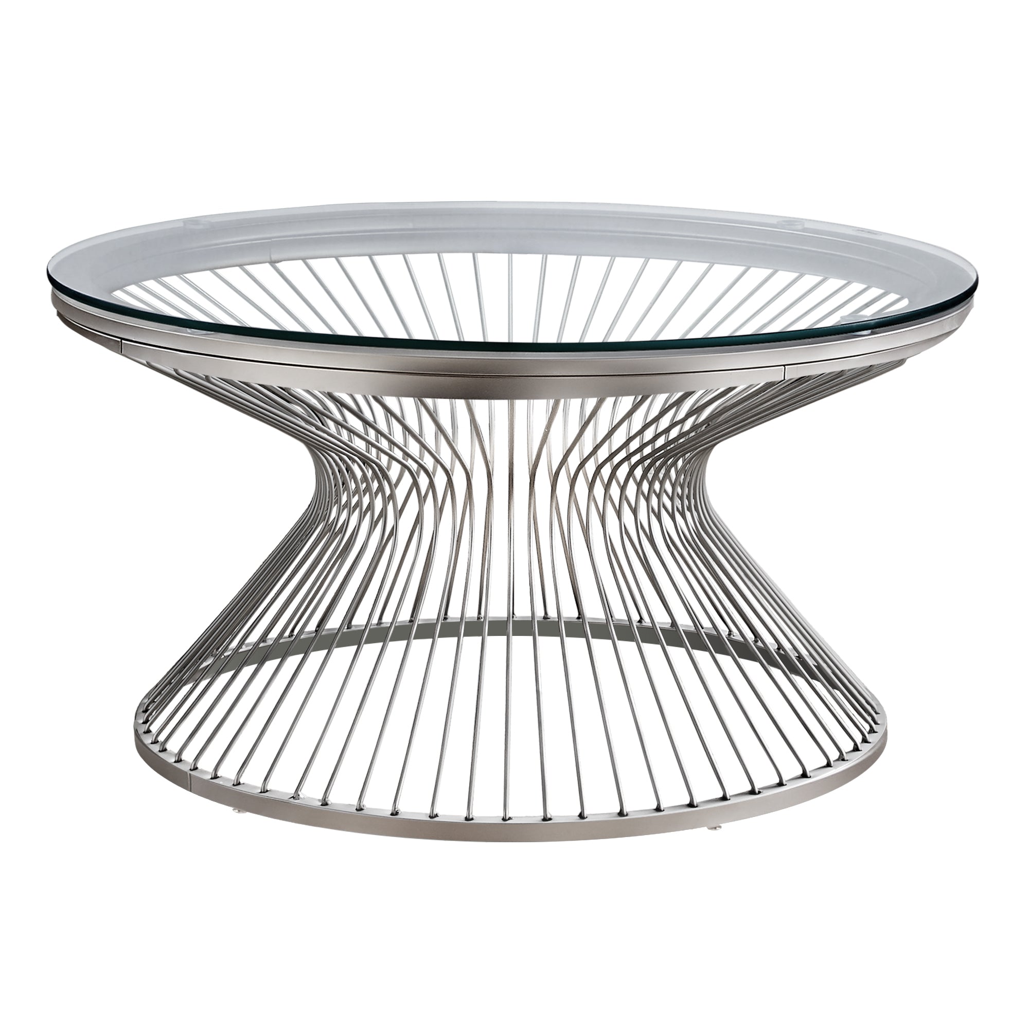 Coffee Table - 36Dia / Stainless Steel / Tempered Glass