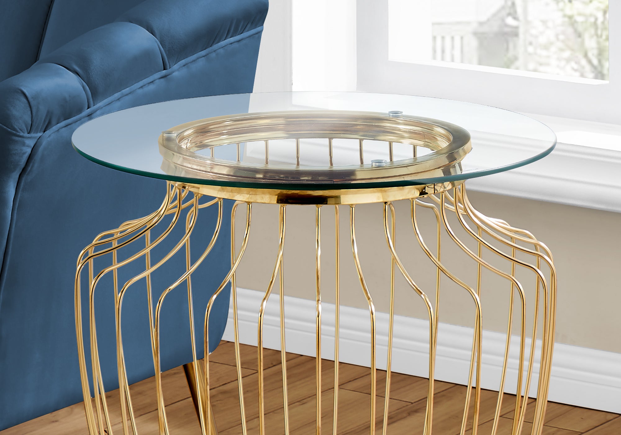 Accent Table - 24H / Gold Metal With Tempered Glass