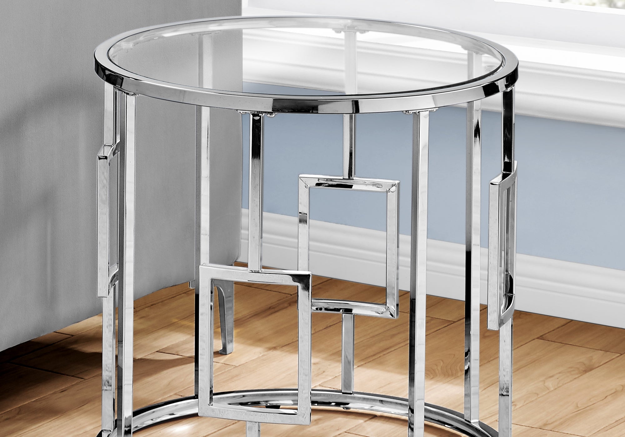 Accent Table - 23H / Chrome Metal With Tempered Glass
