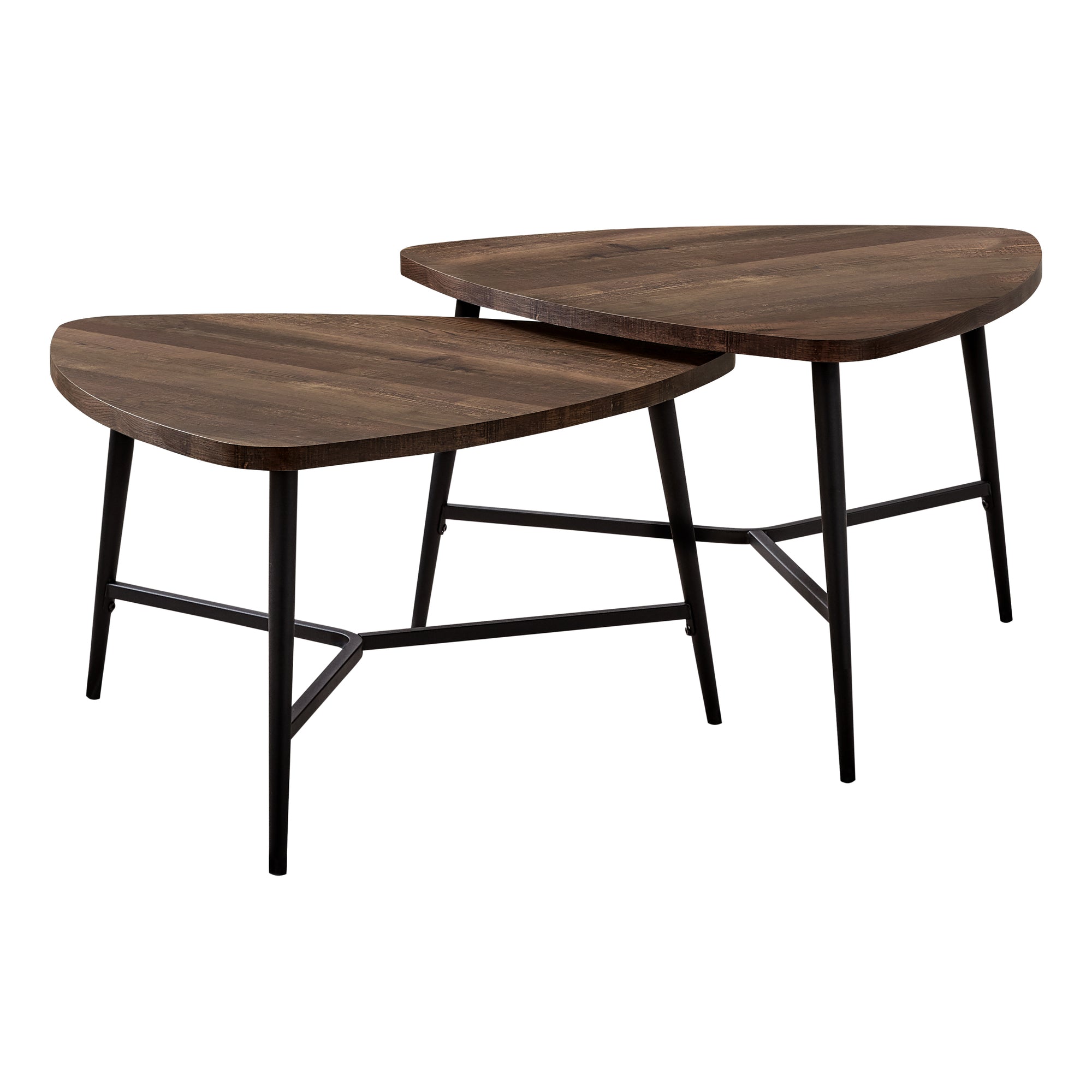 Table Set - 2Pcs Set / Brown Reclaimed Wood / Black Metal