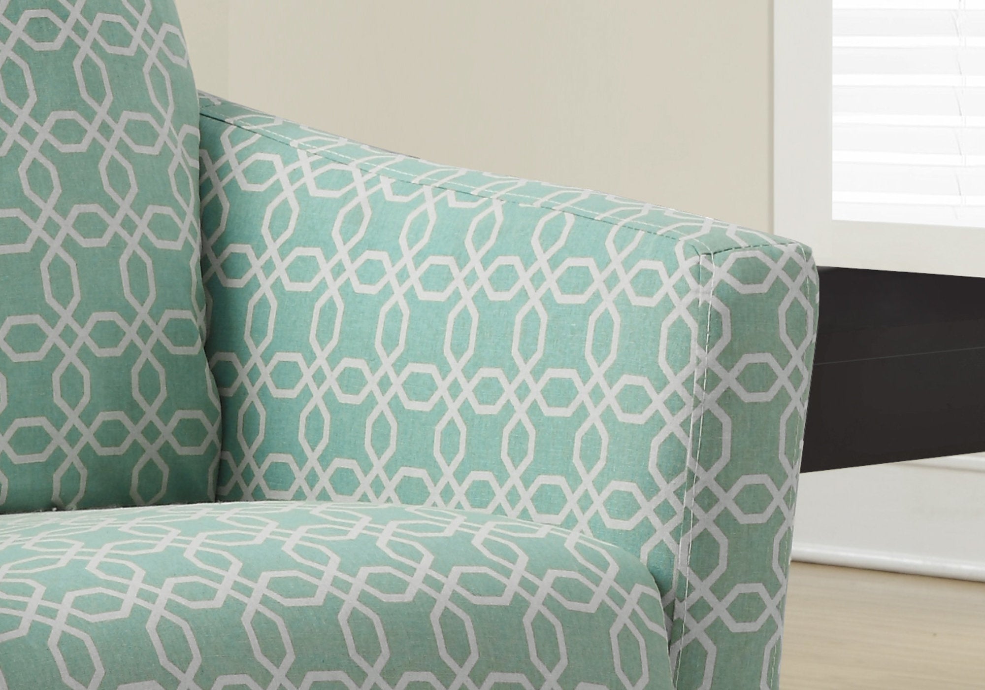 Accent Chair - Faded Green  Angled Kaleidoscope  Fabric