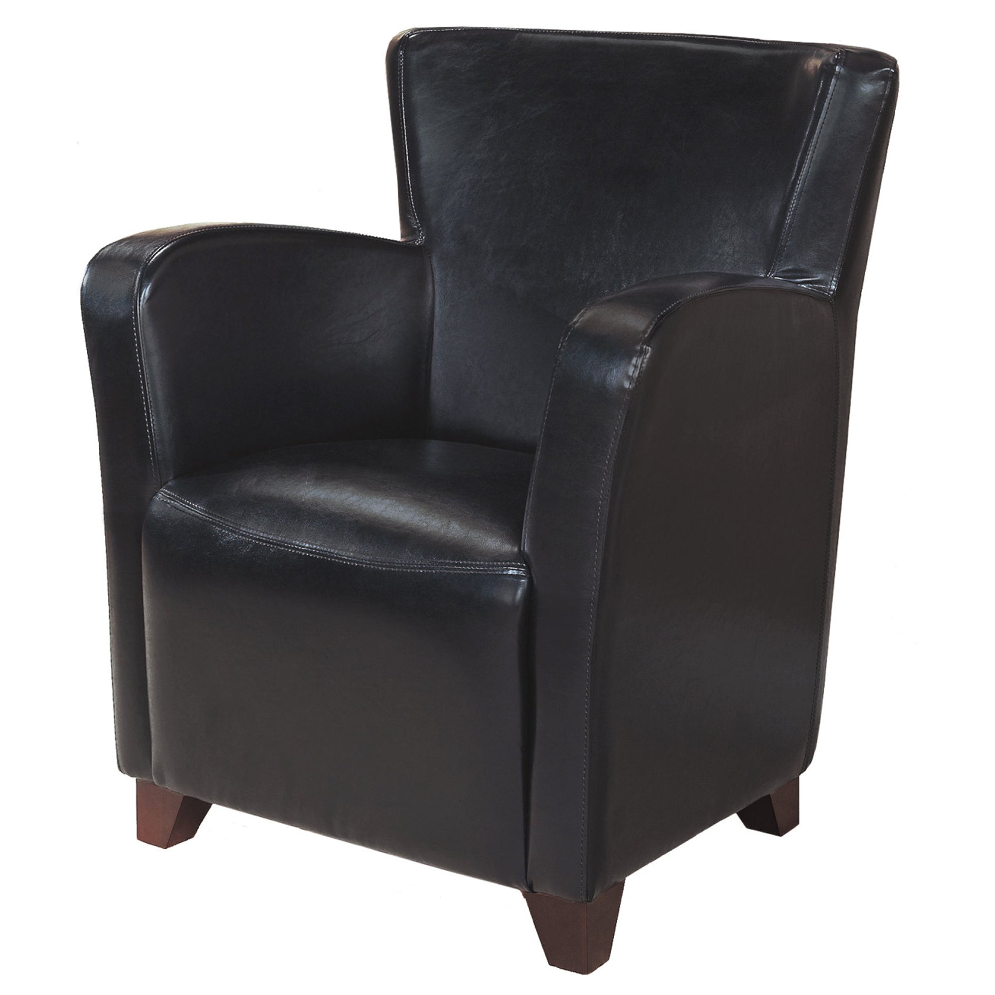 Accent Chair - Black Leather-Look Fabric