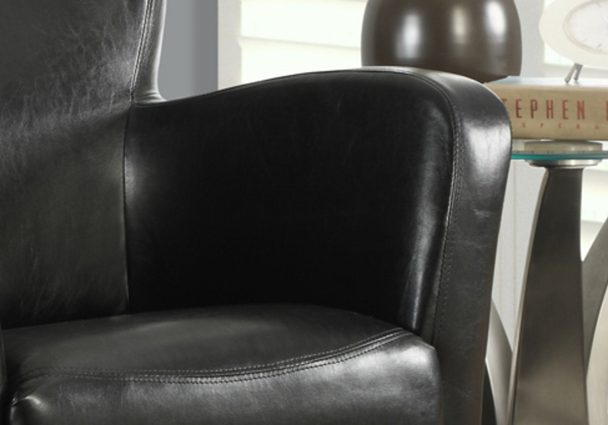 Accent Chair - Black Leather-Look Fabric