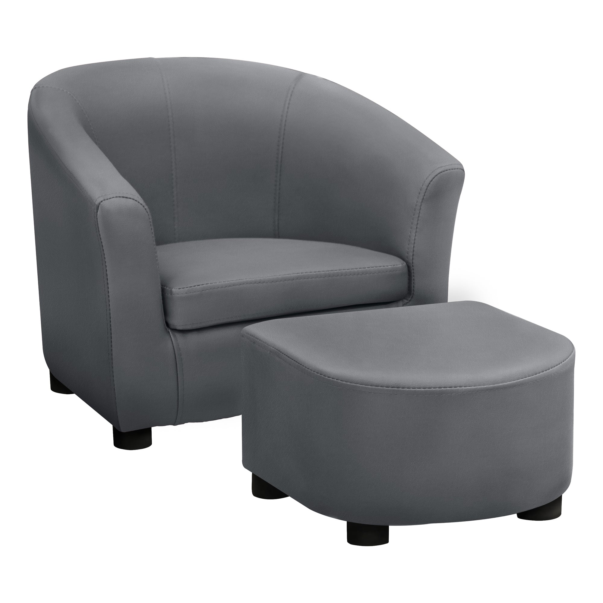 Juvenile Chair - 2 Pcs Set / Grey Leather-Look