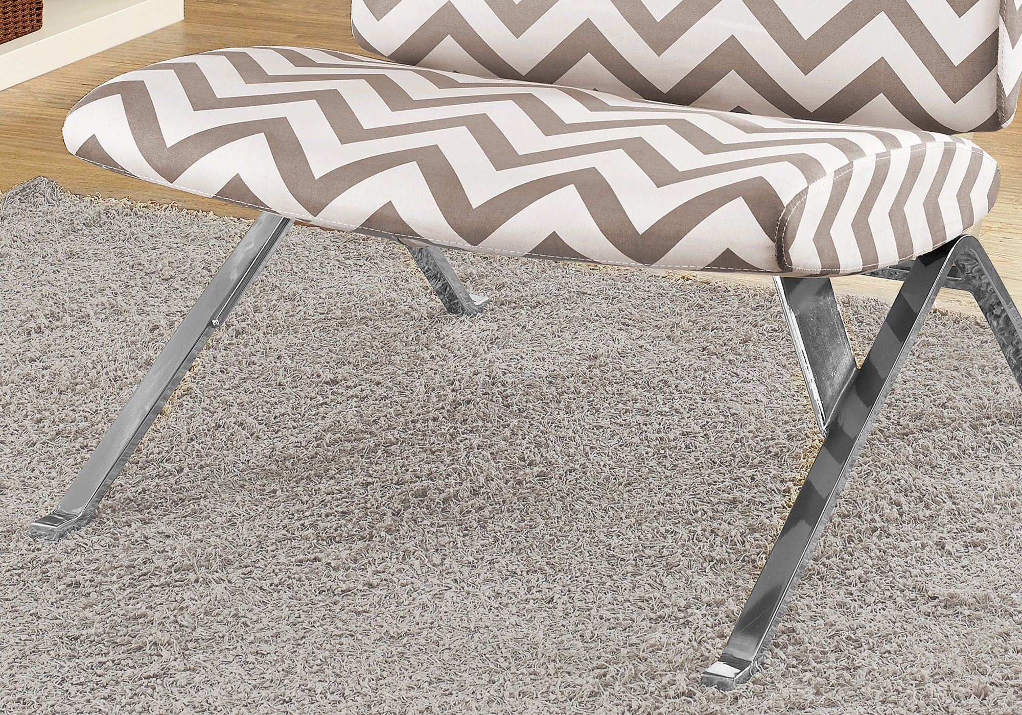 Accent Chair - Dark Taupe  Chevron  With Chrome Metal