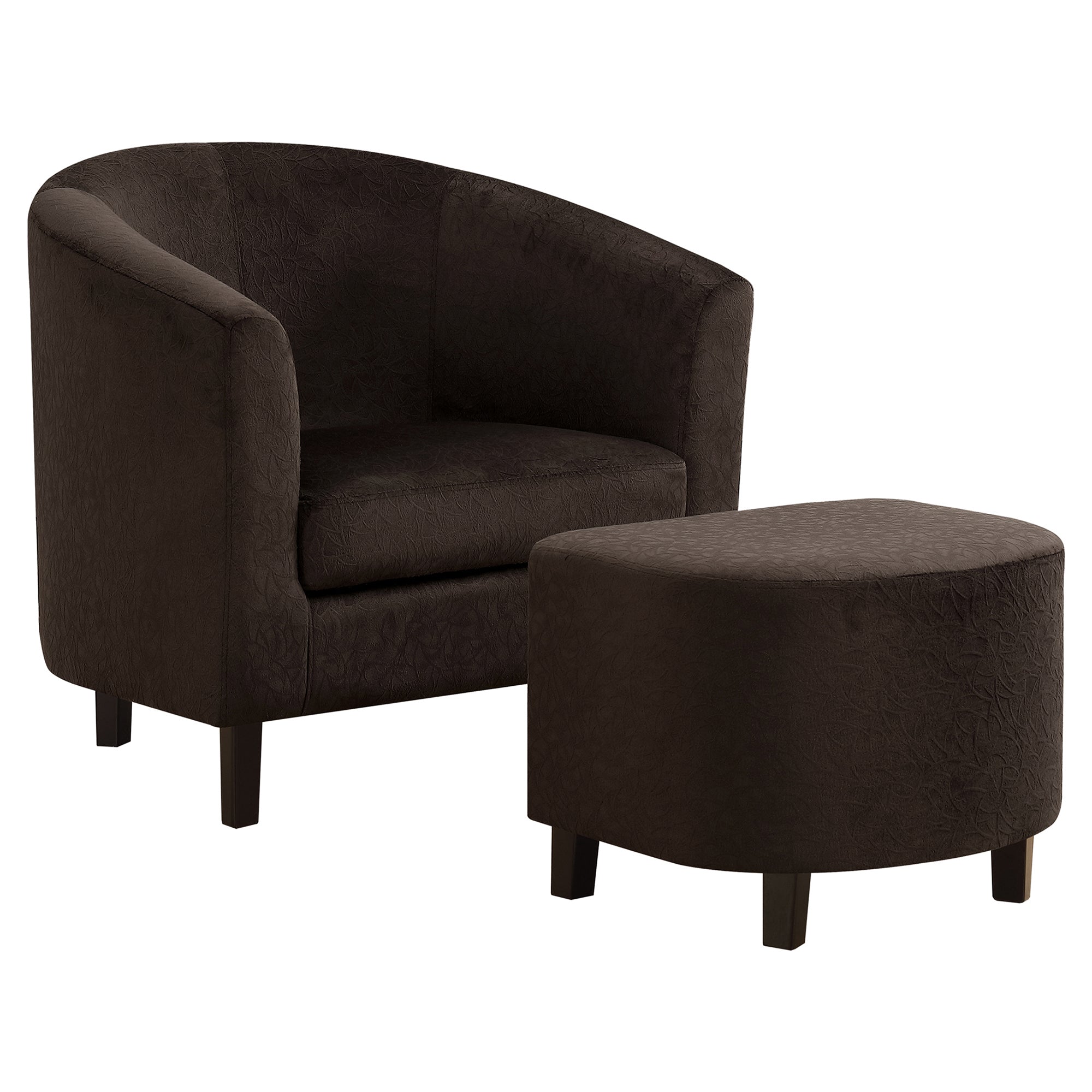 Accent Chair - 2Pcs Set / Dark Brown Floral Velvet