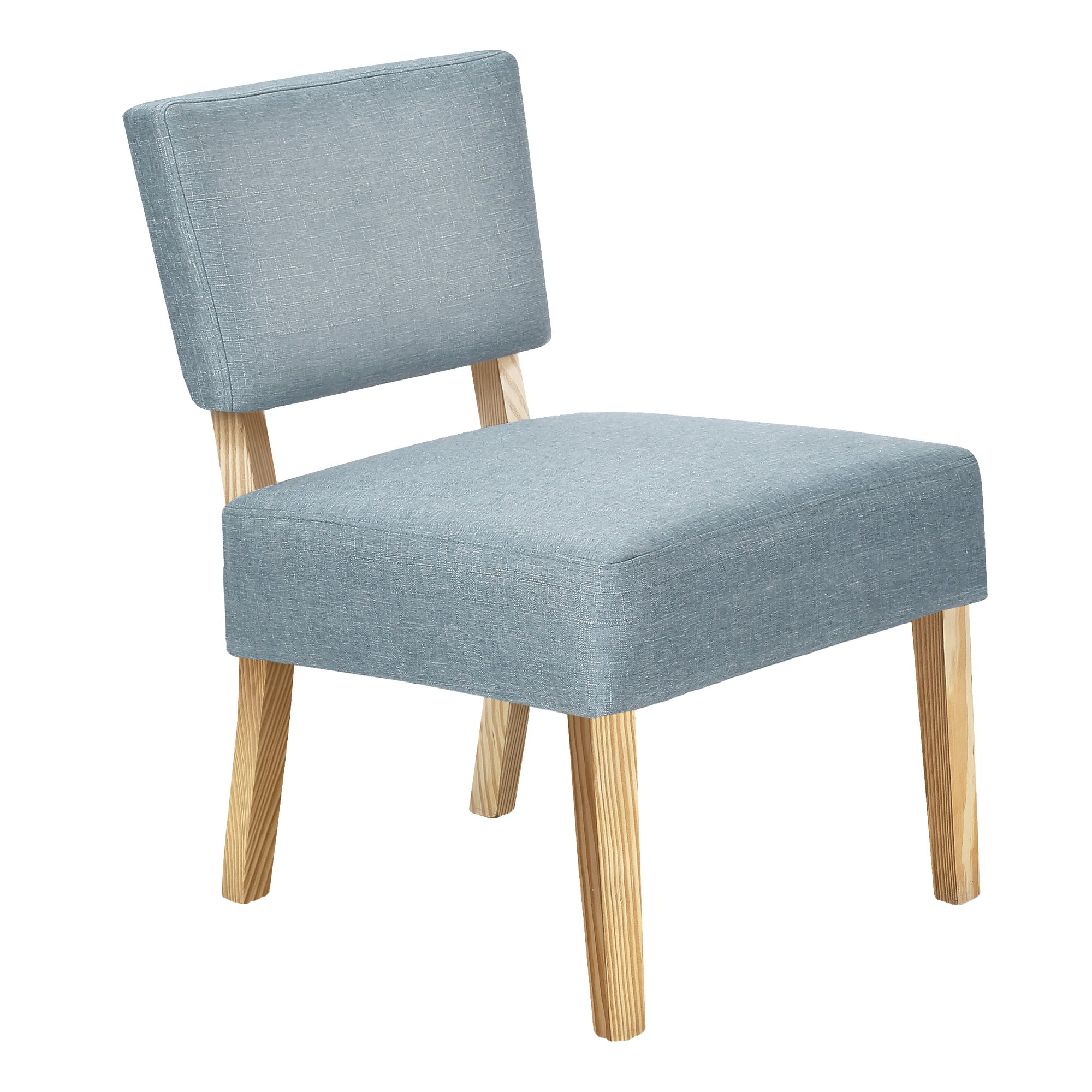 Accent Chair - Light Blue Fabric / Natural Wood Legs