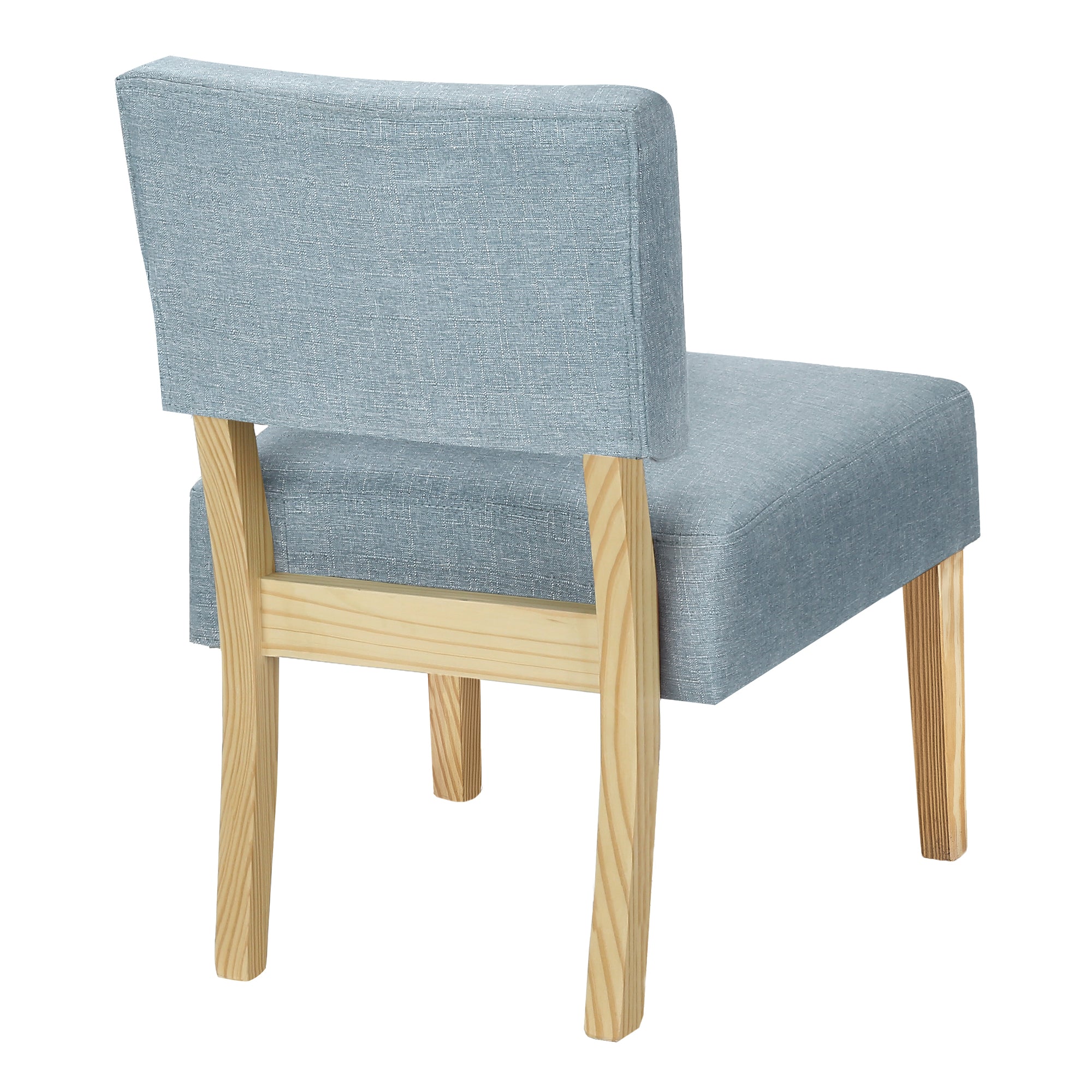 Accent Chair - Light Blue Fabric / Natural Wood Legs