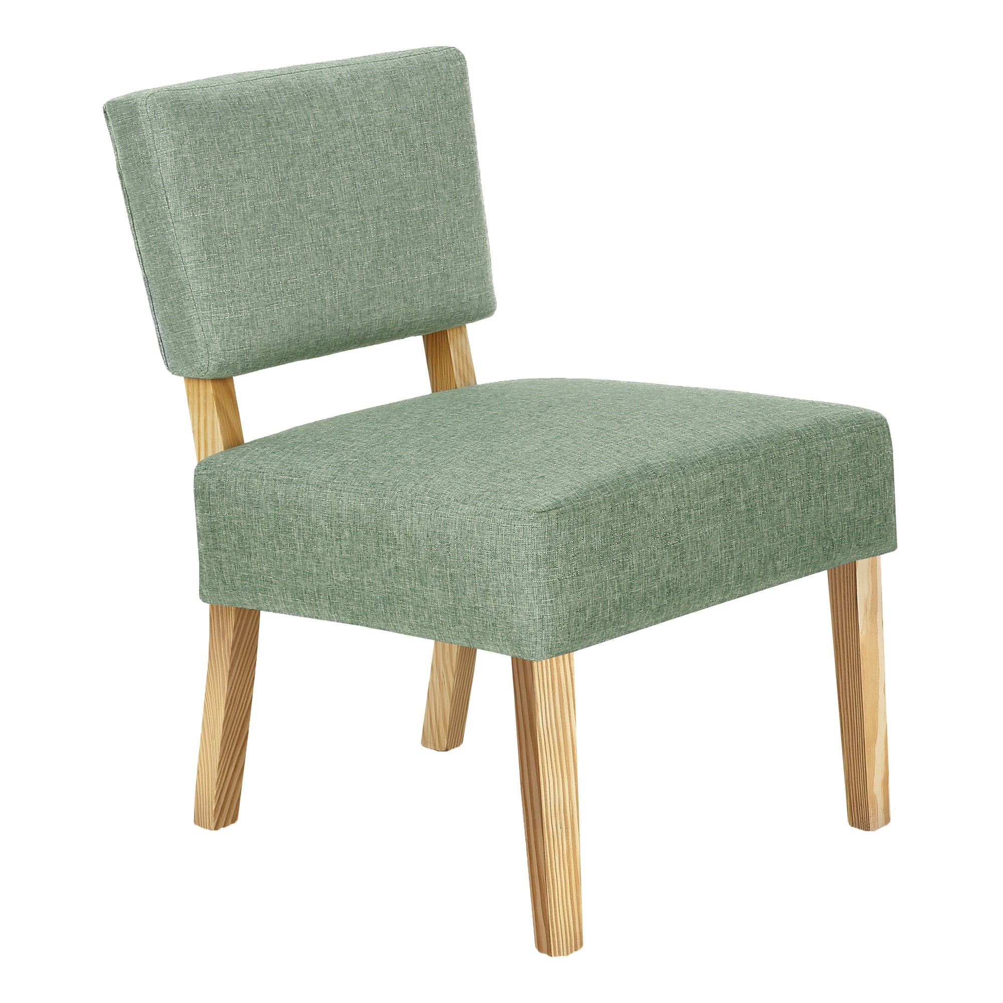 Accent Chair - Light Green Fabric / Natural Wood Legs