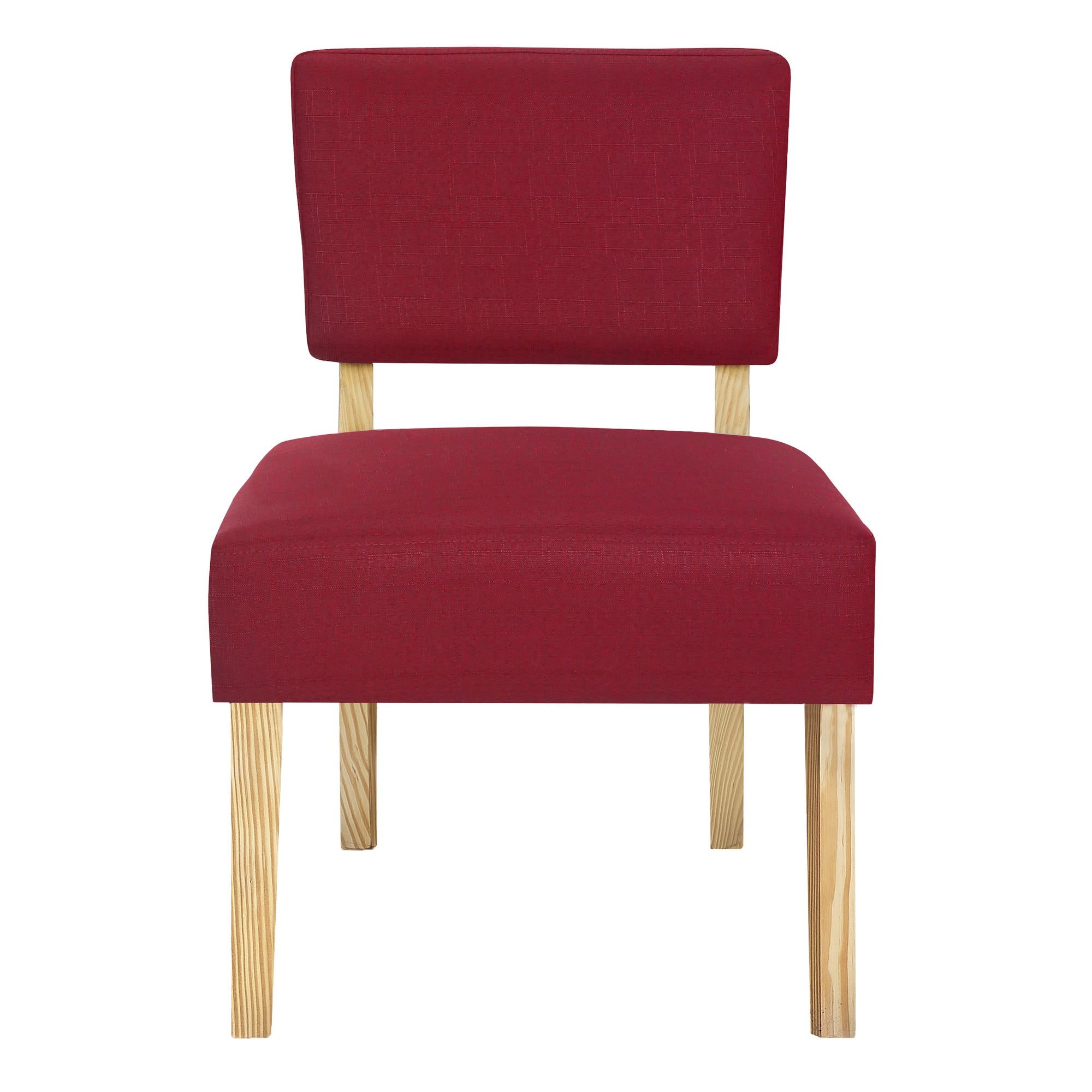 Accent Chair - Red Fabric / Natural Wood Legs