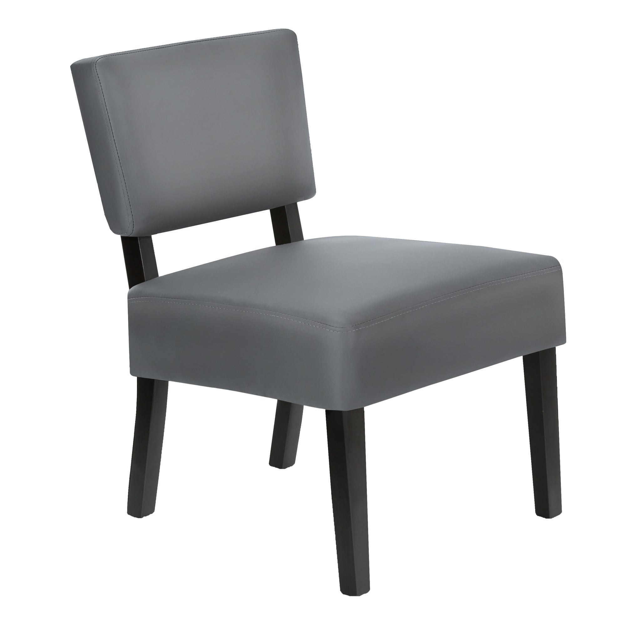 Accent Chair - Grey Leather-Look Fabric