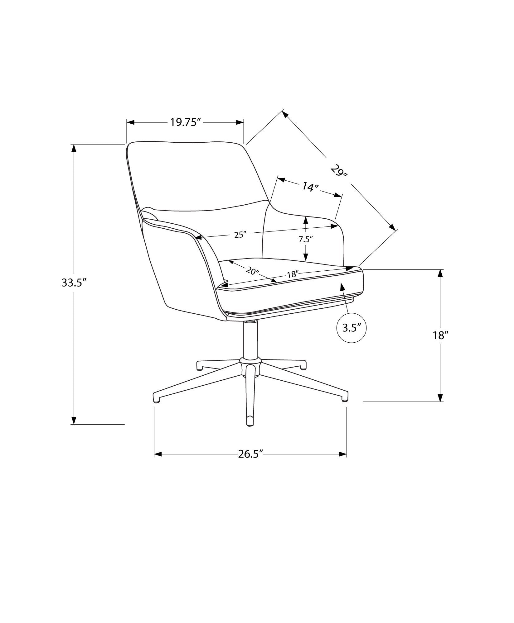Accent Chair - Dark Grey Fabric / Black Swivel Base