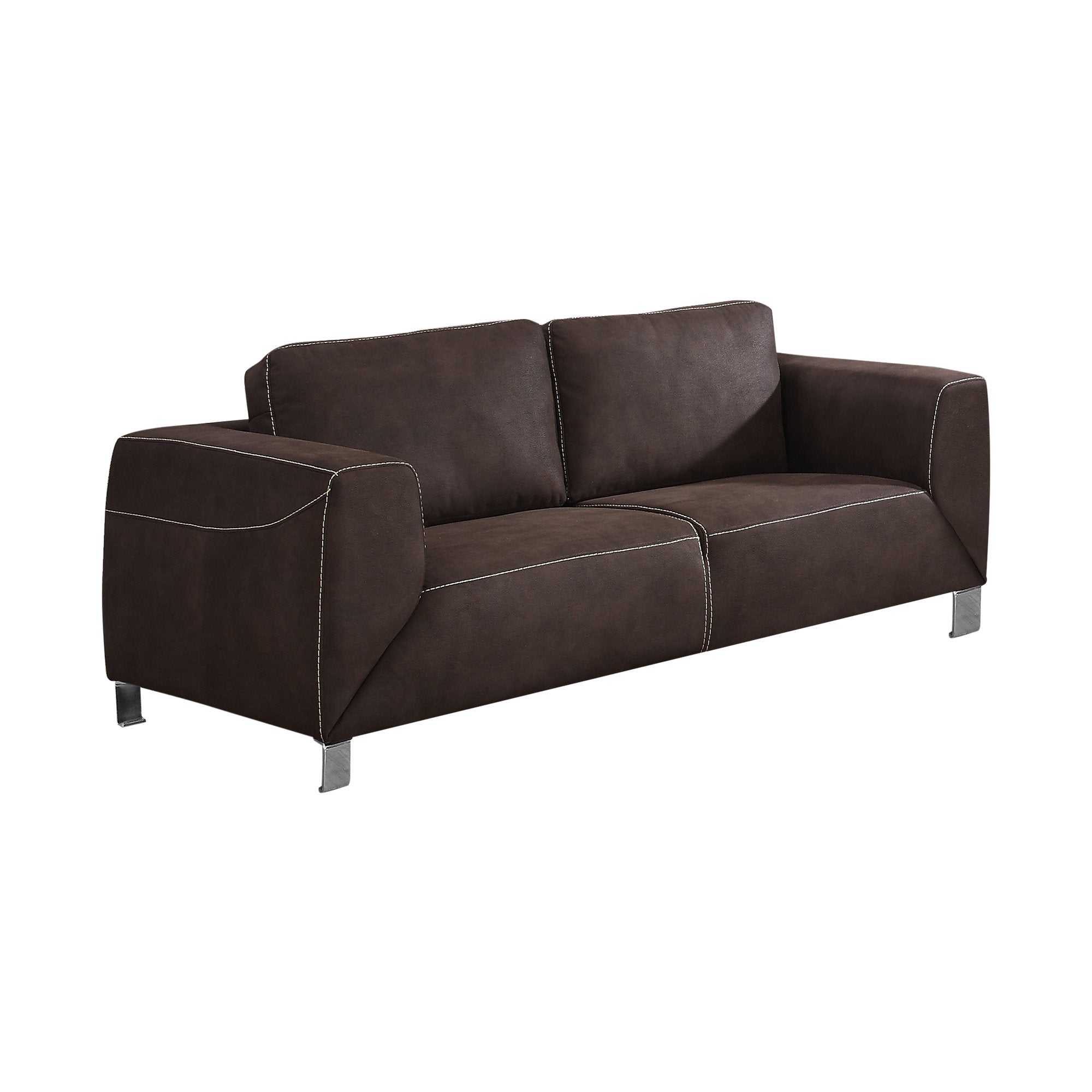 Love Seat - Chocolate Brown / Tan Contrast Micro-Suede