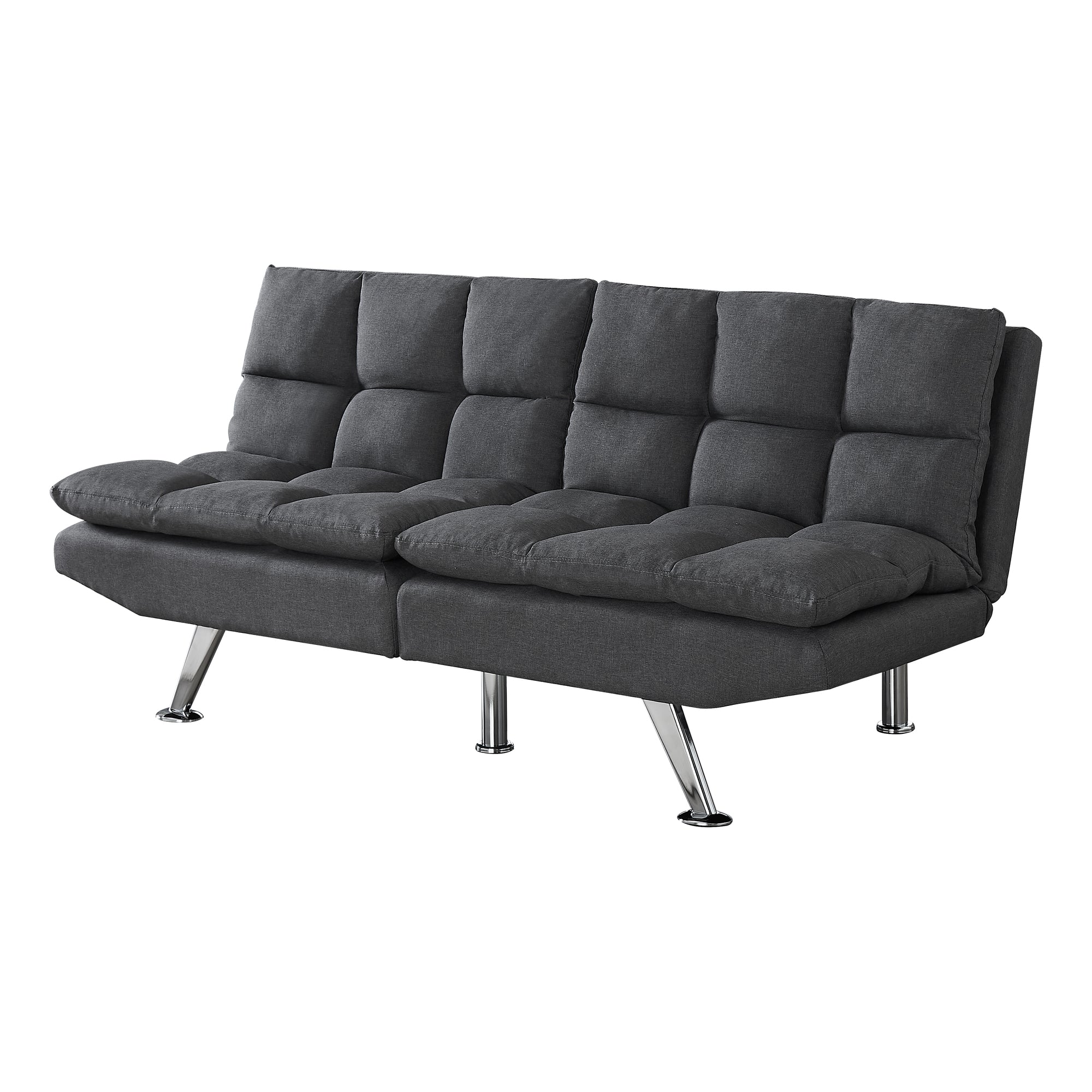 Futon - Split Back Convertible Sofa / Grey Fabric