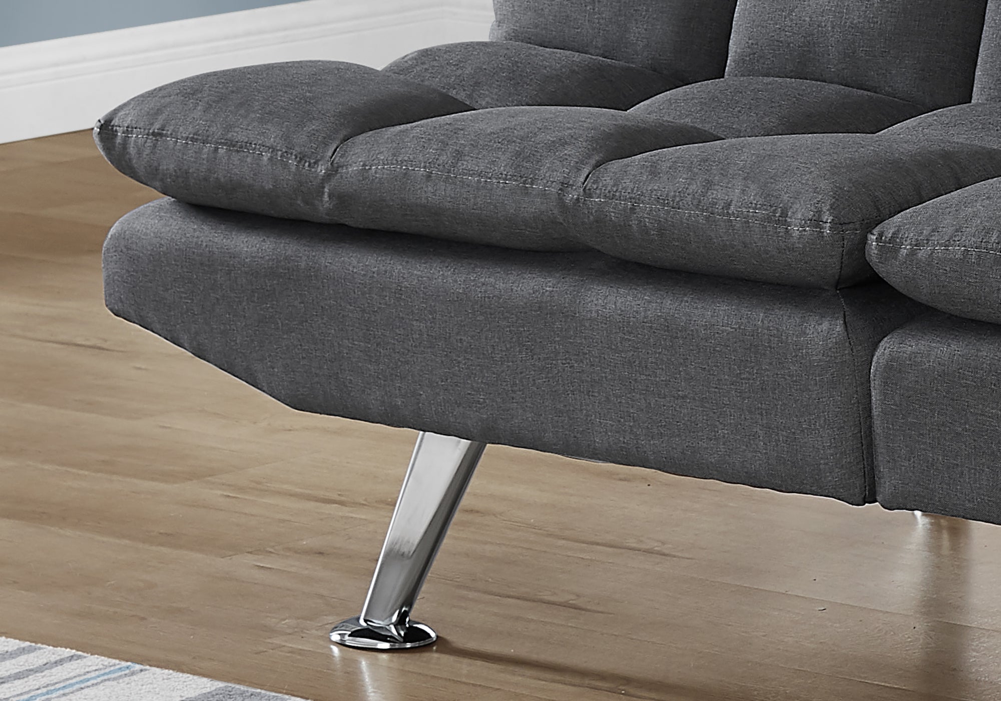 Futon - Split Back Convertible Sofa / Grey Fabric
