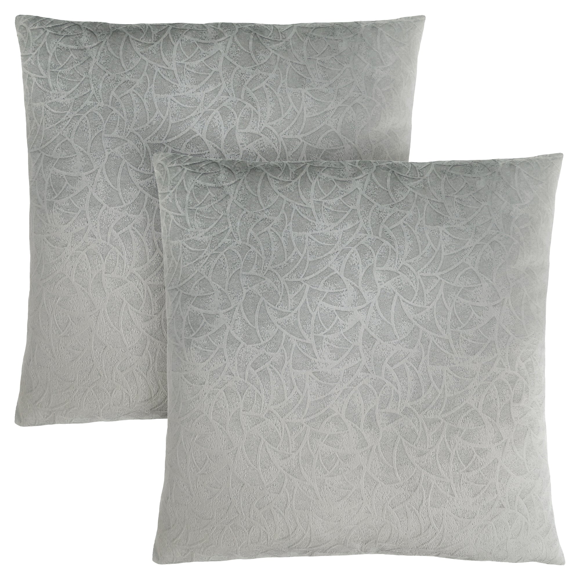 Pillow - 18X 18 / Light Grey Floral Velvet / 2Pcs