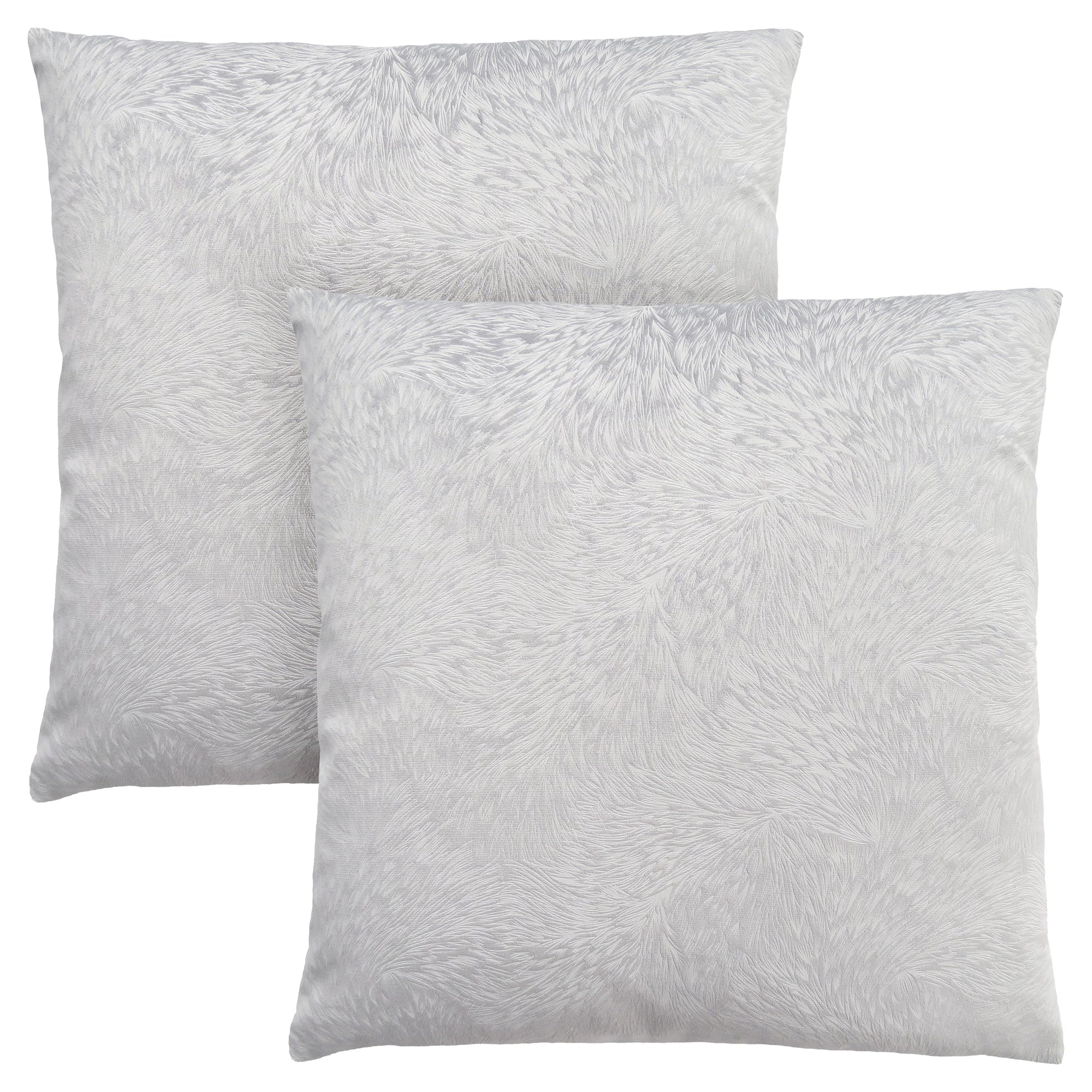 Pillow - 18X 18 / Light Grey Feathered Velvet / 2Pcs