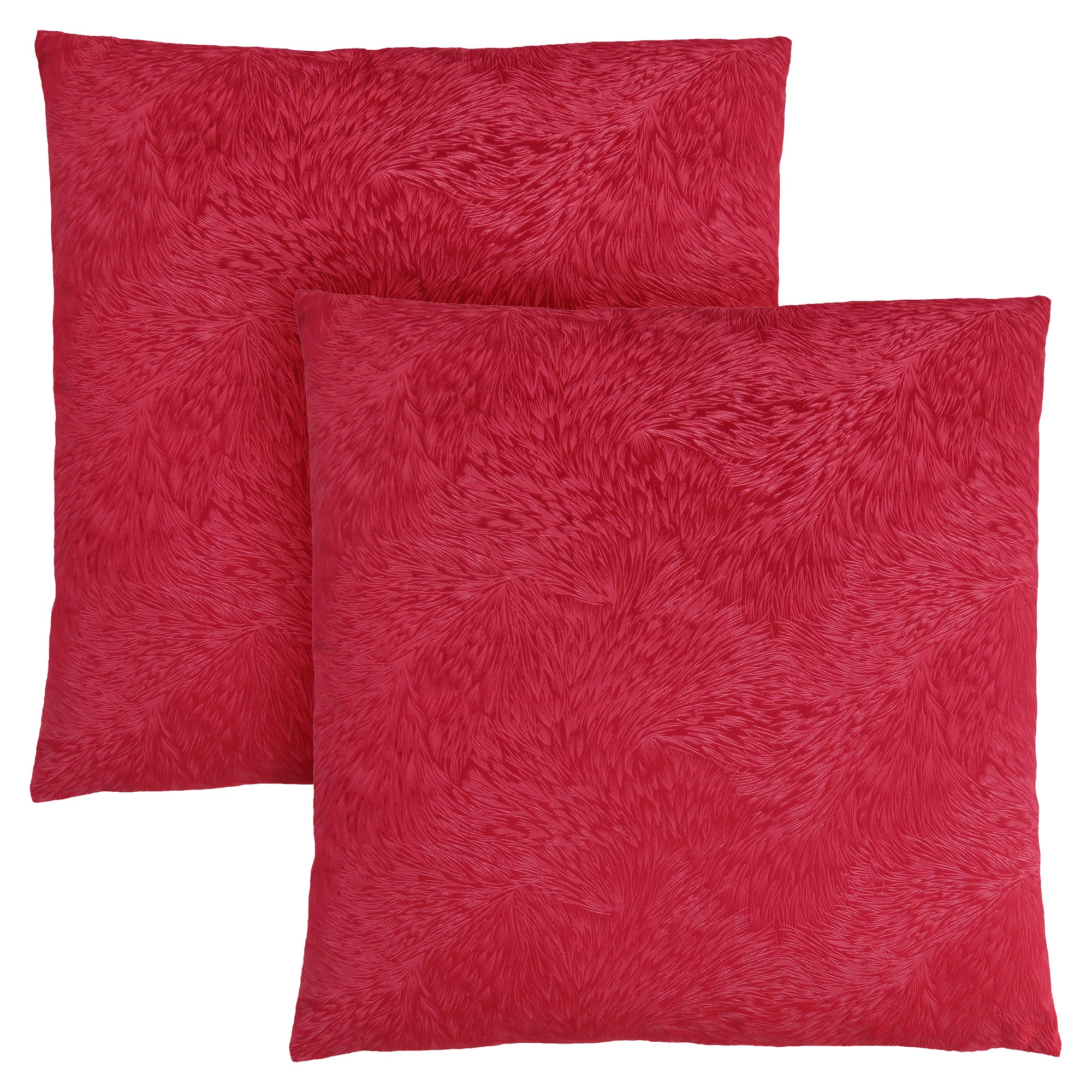 Pillow - 18X 18 / Red Feathered Velvet / 2Pcs